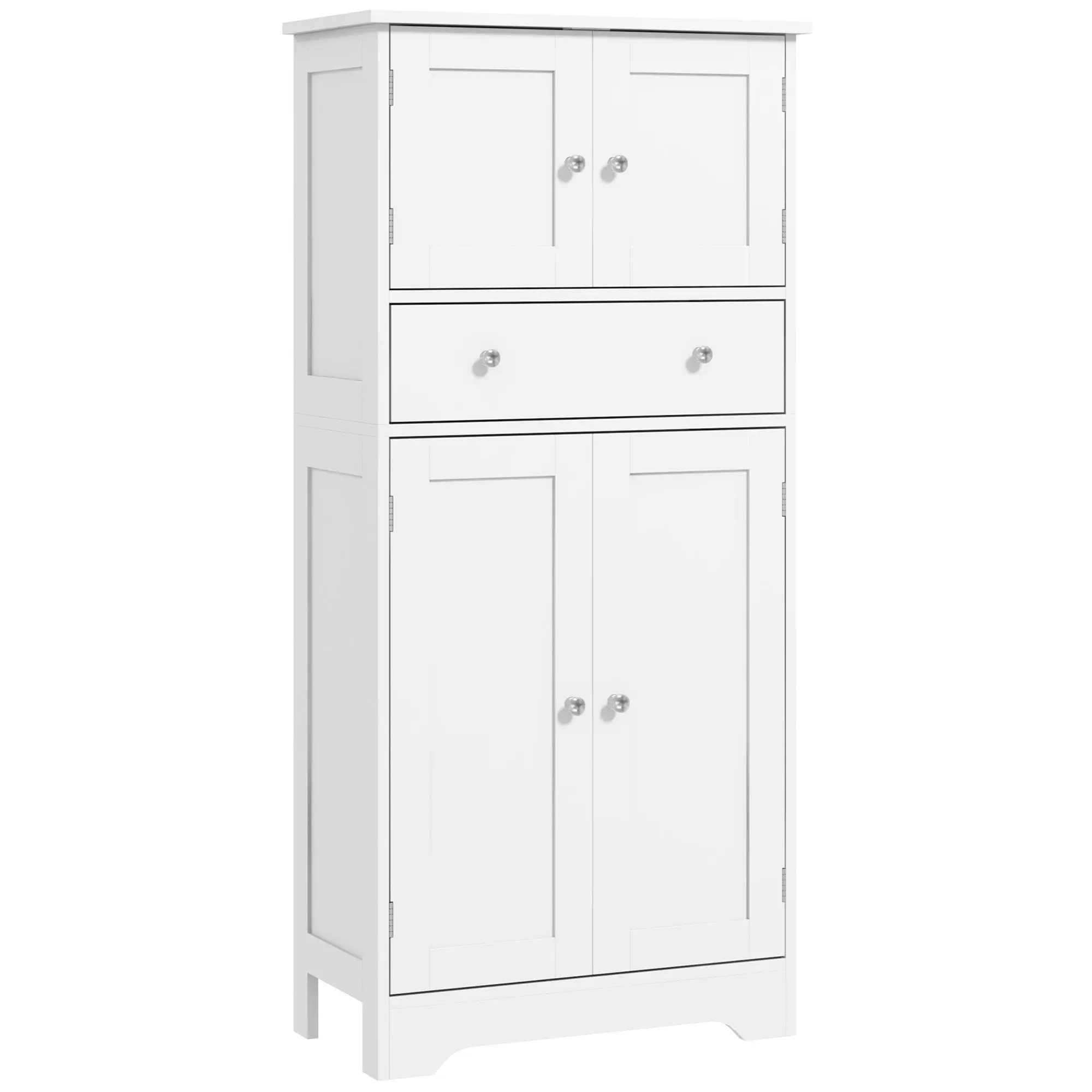 Armoire de cuisine buffet cuisine vaisselier meuble de rangement style moderne avec placards, étagères réglables, tiroir, pour salle à manger, salon, 60 x 30 x 128 cm, blanc