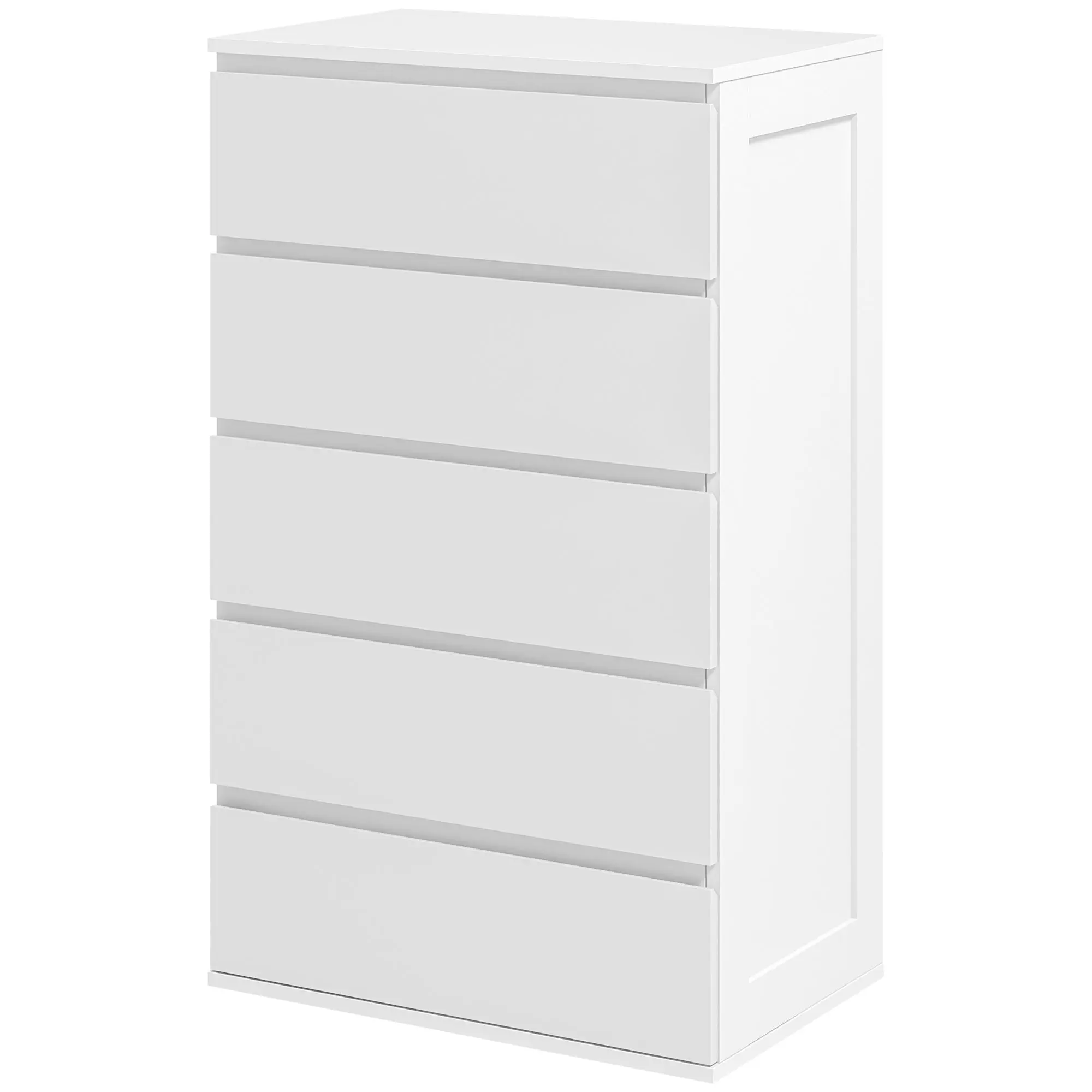 Commode 5 tiroirs commode chambre meuble de rangement épuré style moderne avec mécanisme de fermeture en douceur, pour chambre à coucher, salon - 60 x 38 x 100 cm, blanc