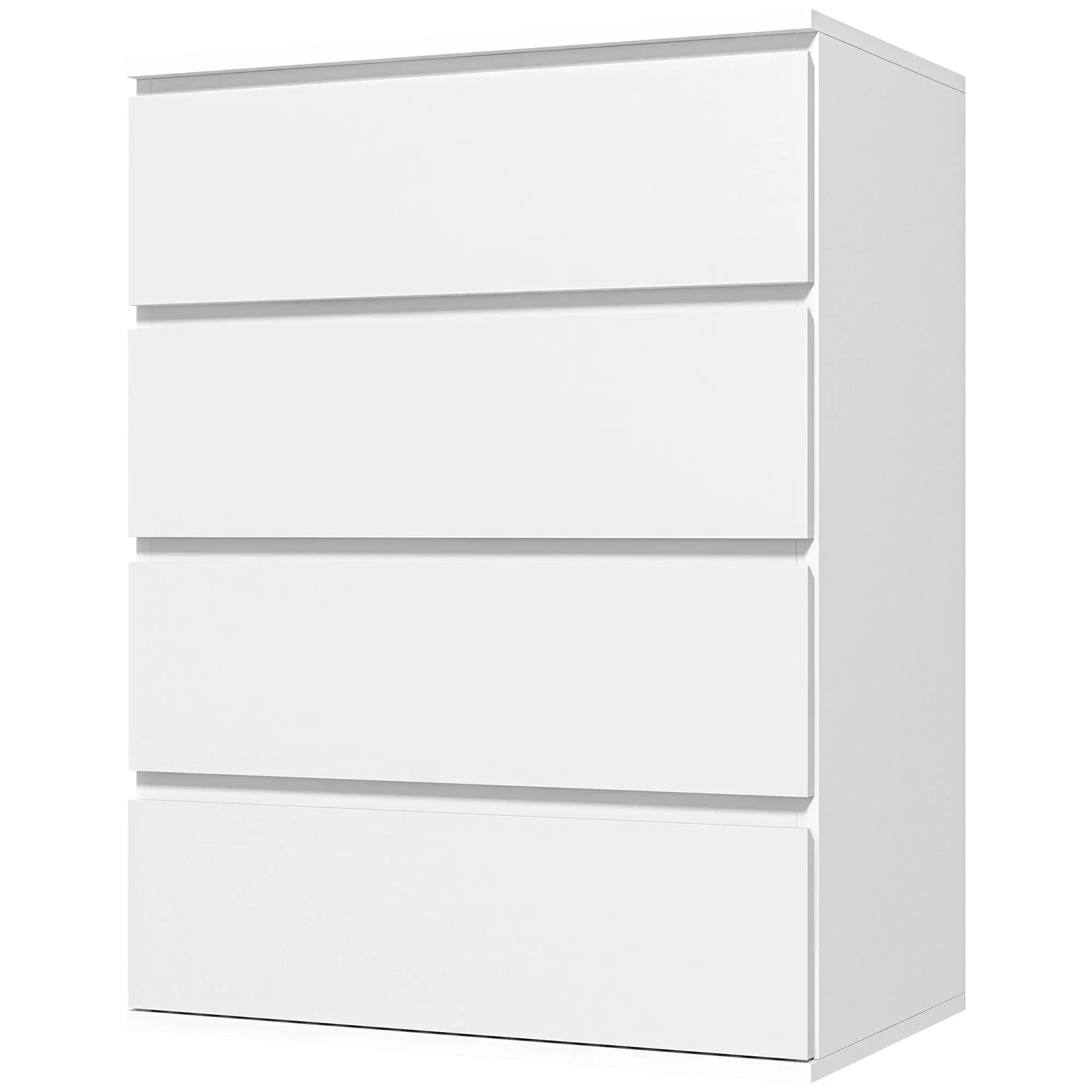 Commode 4 tiroirs commode chambre meuble de rangement épuré style moderne avec mécanisme de fermeture en douceur, pour chambre à coucher, salon - 60 x 40 x 80 cm, blanc