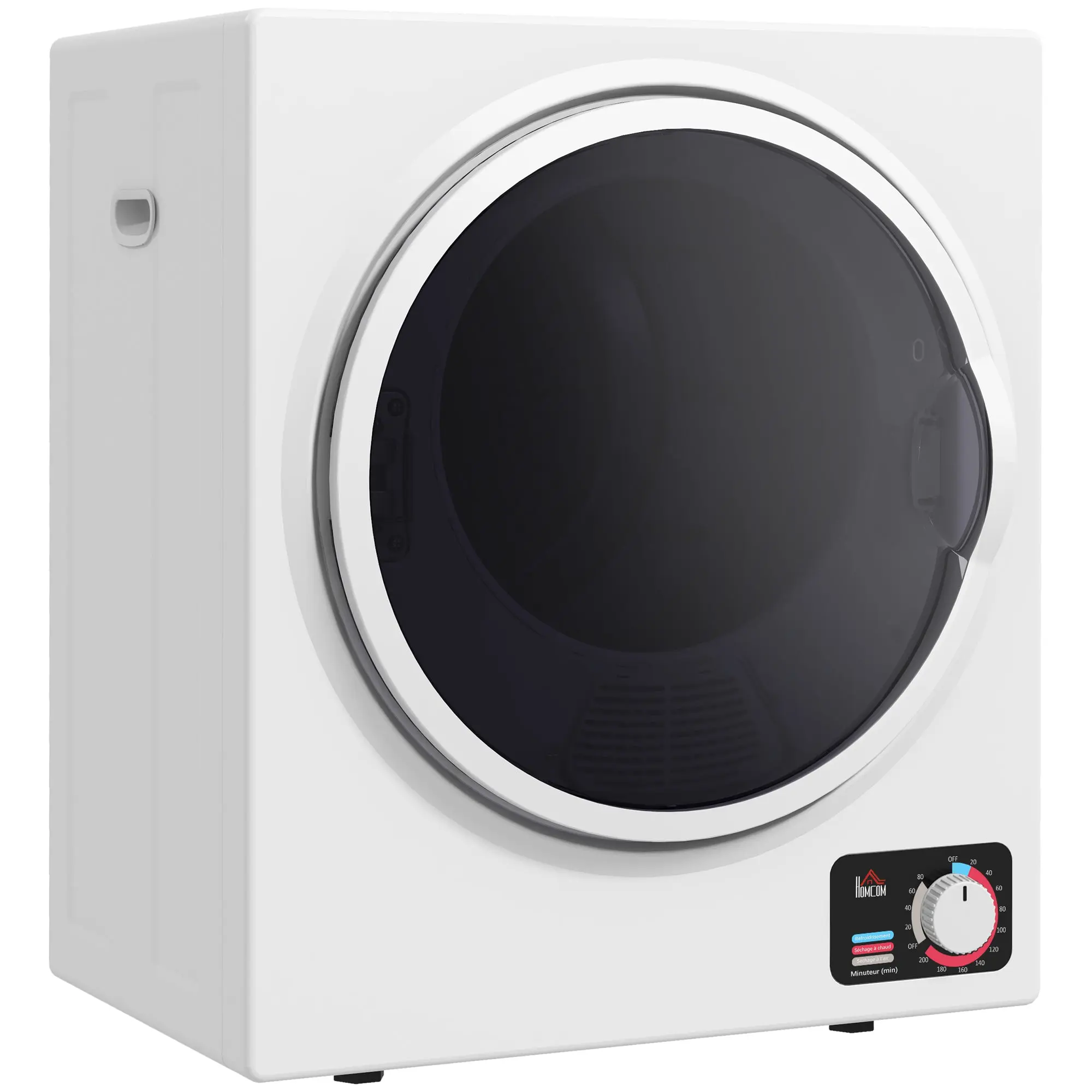 Sèche-linge à évacuation portable, sèche-linge électrique 850 W, 4 Kg, 4 modes de séchage, 2 niveaux de chauffage, cuve en acier inoxydable, installation murale, pour appartement dortoir, blanc