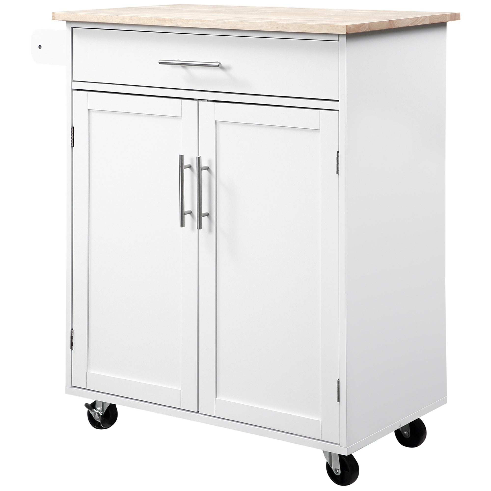 Desserte de cuisine sur roulettes chariot de service Ilot de cuisine avec tiroir de placard et porte-torchons - 83l x 45P x 91,5H cm blanc