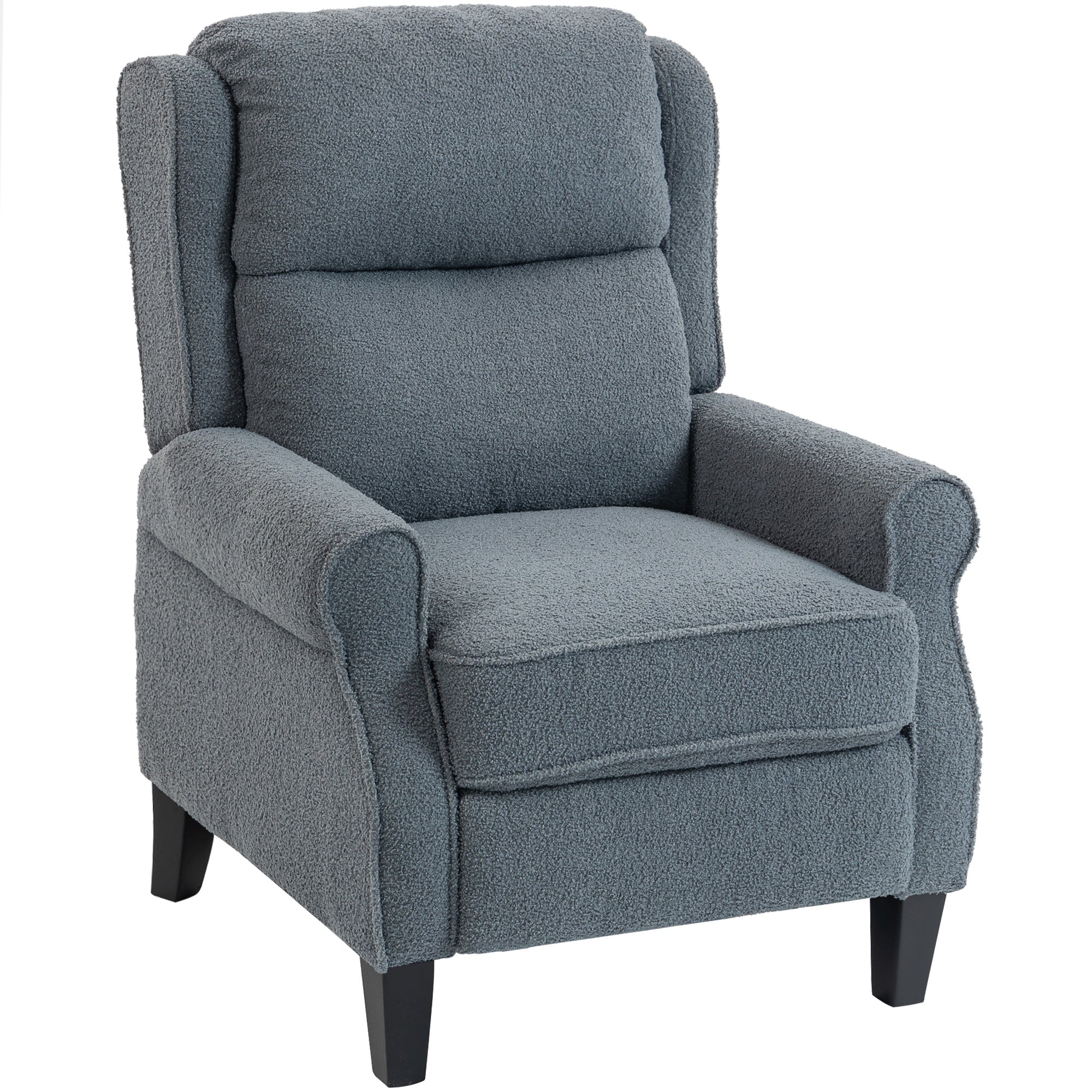 Fauteuil inclinable en polaire Teddy, fauteuil de relaxation avec repose-pieds extensible, assise rembourrée, Ressorts ensachés, pour salon, bureau, home cinéma, gris