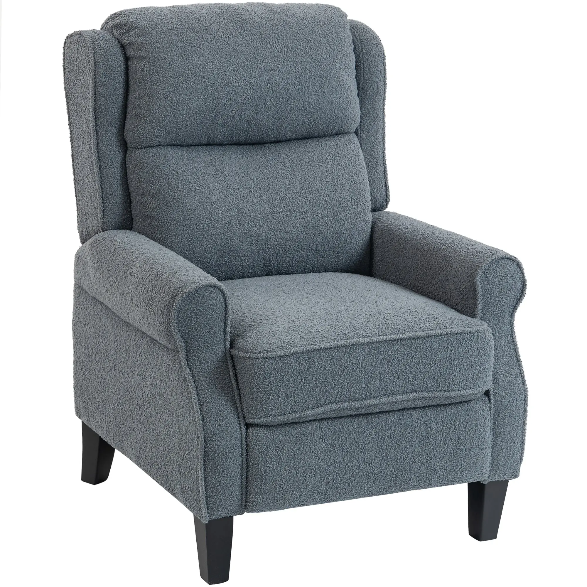 Fauteuil inclinable en polaire Teddy, fauteuil de relaxation avec repose-pieds extensible, assise rembourrée, Ressorts ensachés, pour salon, bureau, home cinéma, gris