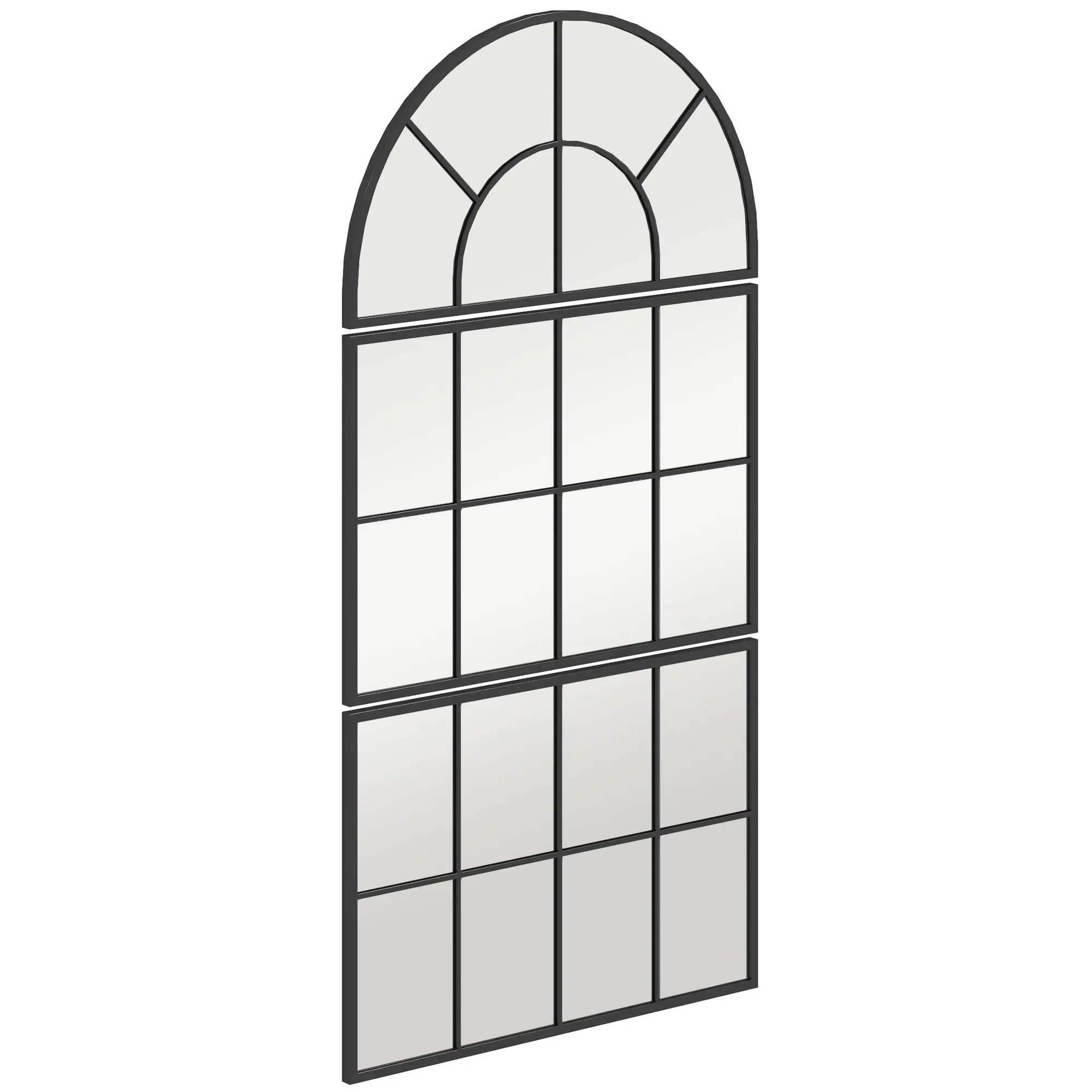 Miroir mural arqué, miroir mural en forme de fenêtre, ensemble de 3 pièces, cadre en métal, pour salon, chambre à coucher, couloir, 76 x 149 cm noir