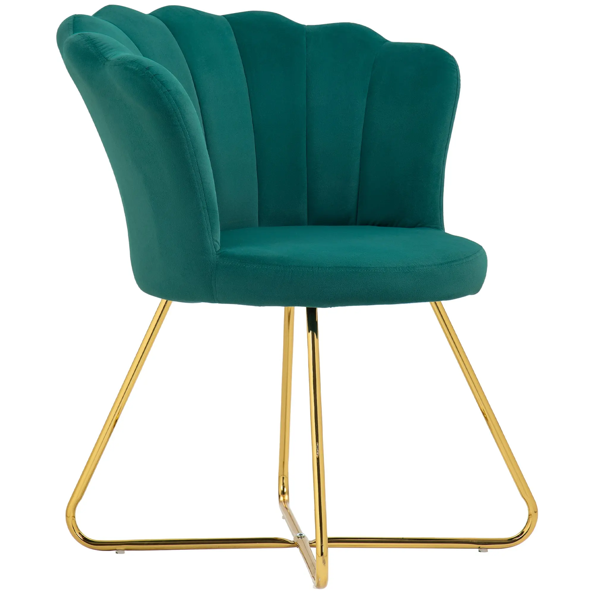 Fauteuil coquillage chaise coiffeuse fauteuil en velours fauteuil de salon avec pieds en acier pour salon et chambre 69 x 64 x 80 cm vert foncé