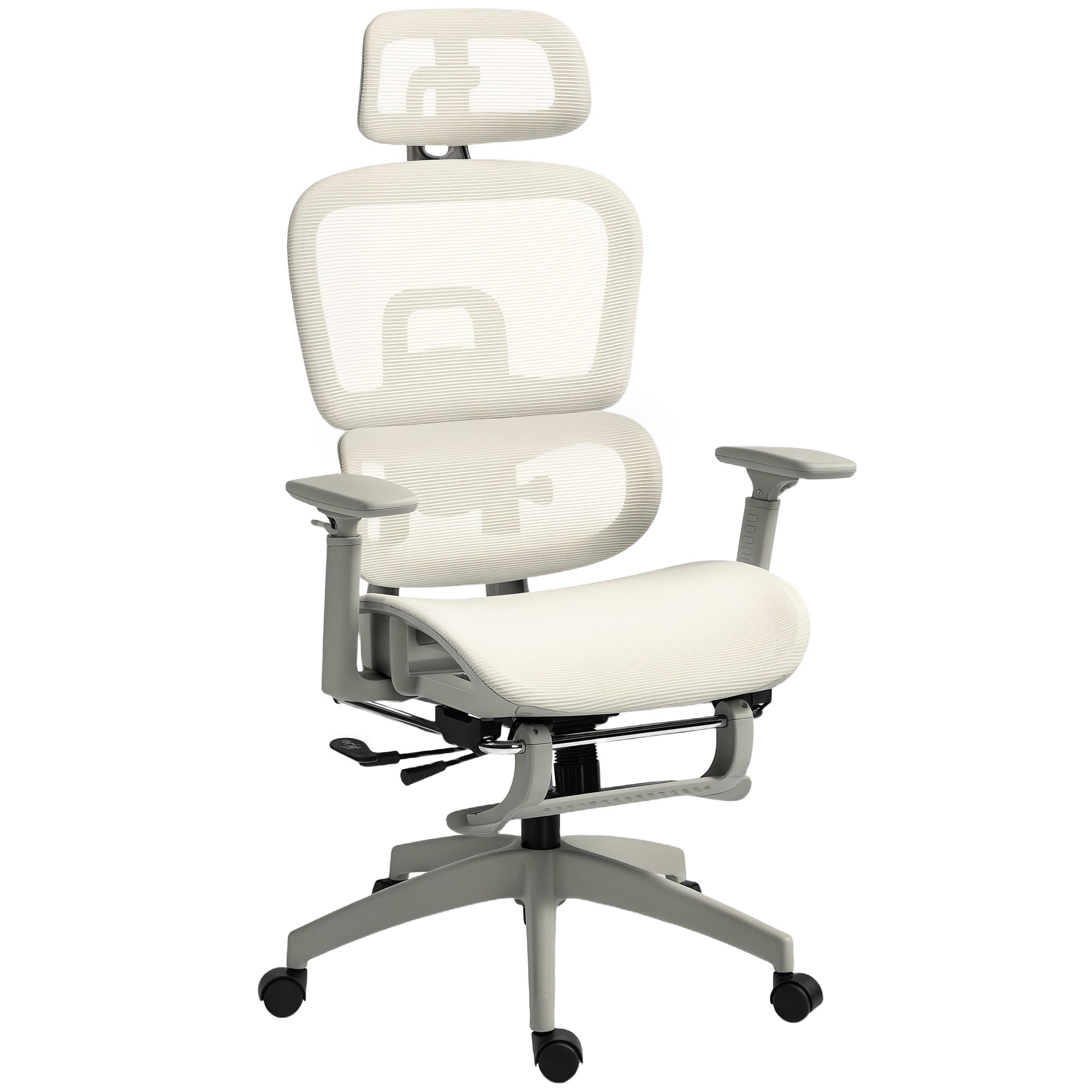 Fauteuil de bureau ergonomique accoudoirs 3D dossier haut inclinable repose pied beige