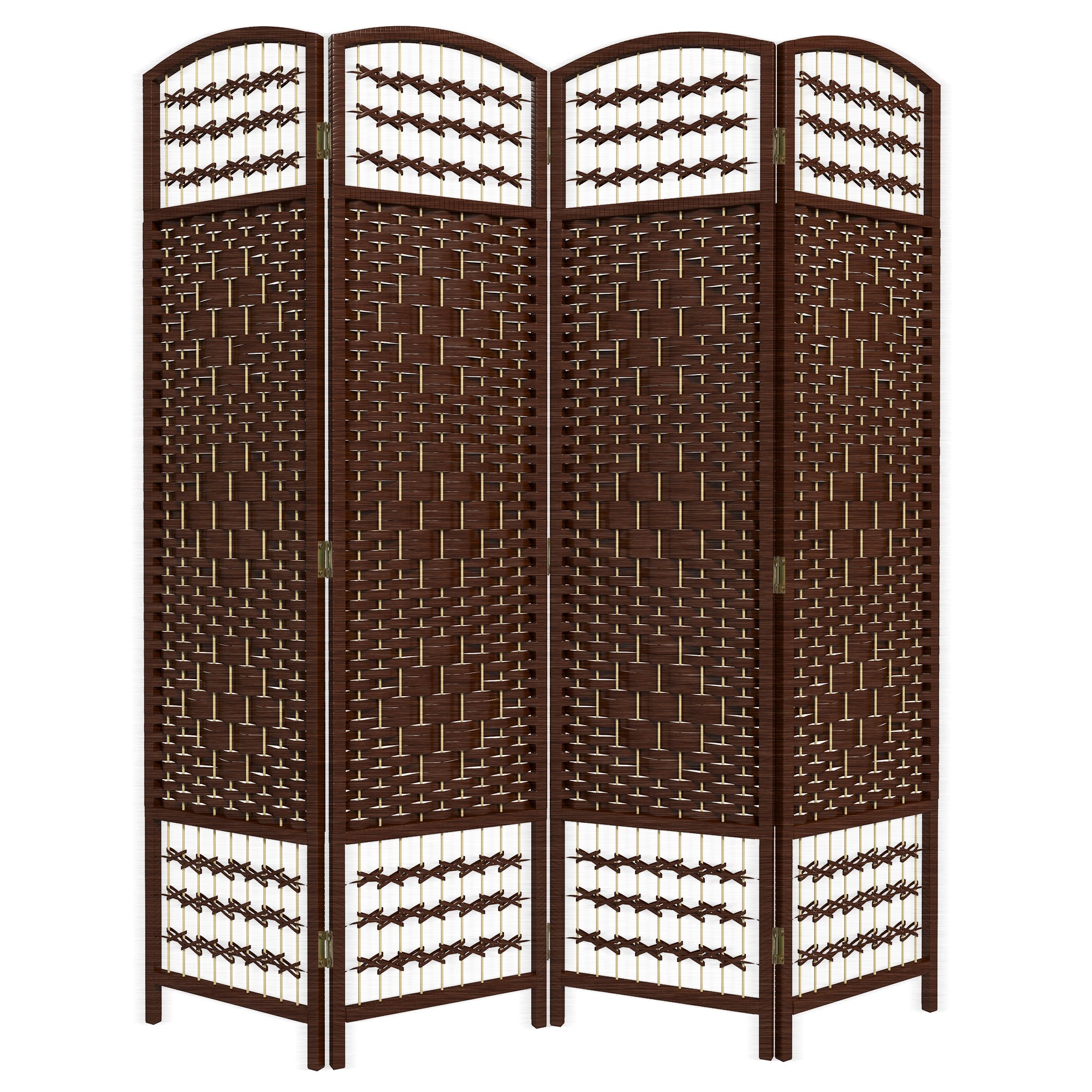 Paravent en bois 160 x 170 cm séparateur de pièce pliable 4 panneaux cloison de séparation chambre à coucher maison intérieur marron
