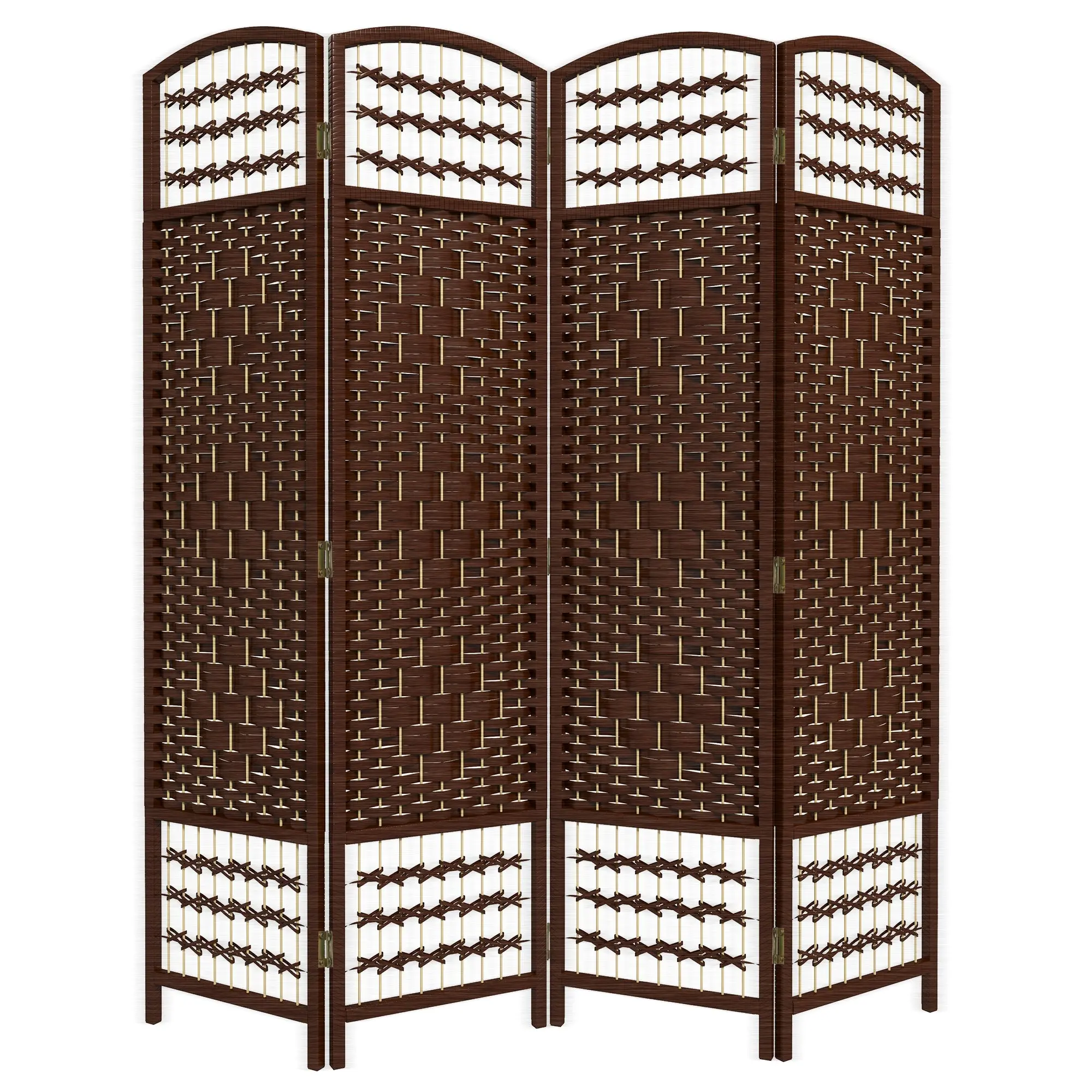 Paravent en bois 160 x 170 cm séparateur de pièce pliable 4 panneaux cloison de séparation chambre à coucher maison intérieur marron