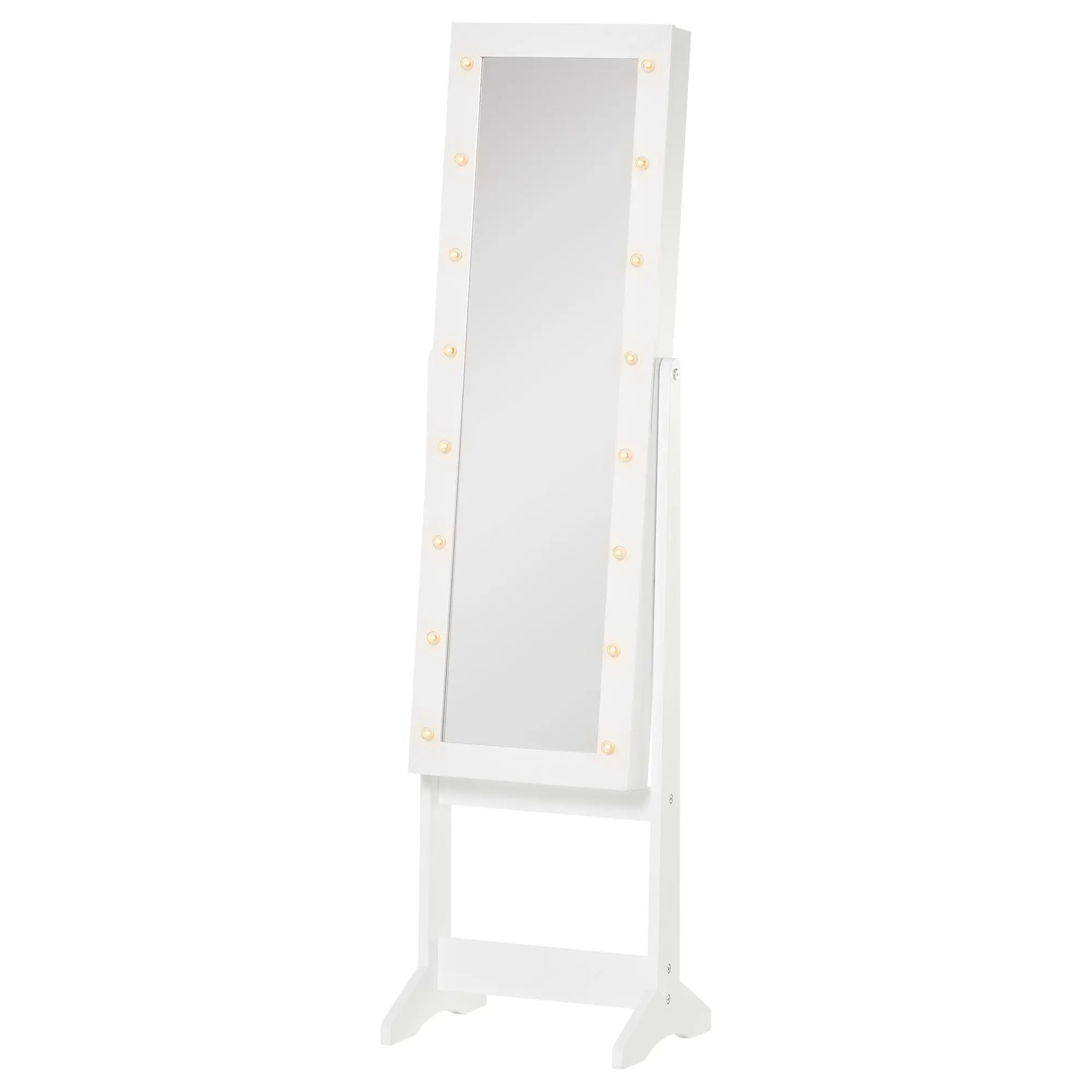 Armoire à bijoux armoire de rangement sur pieds boîte à bijoux avec miroir multi-rangements éclairage LED blanc