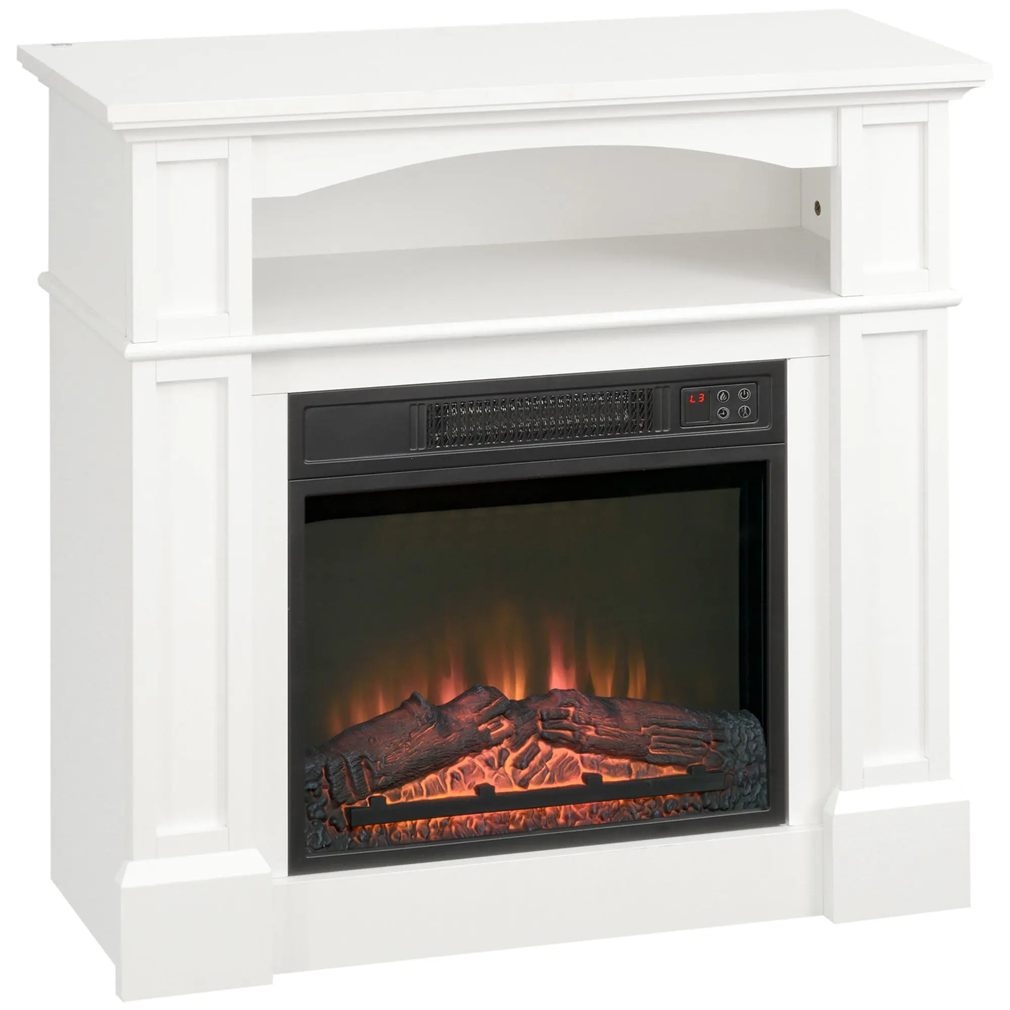 Cheminée électrique effet flammes LED luminosité réglable avec télécommande - 1800 W - 80,5 x 32,3 x 80,5 cm