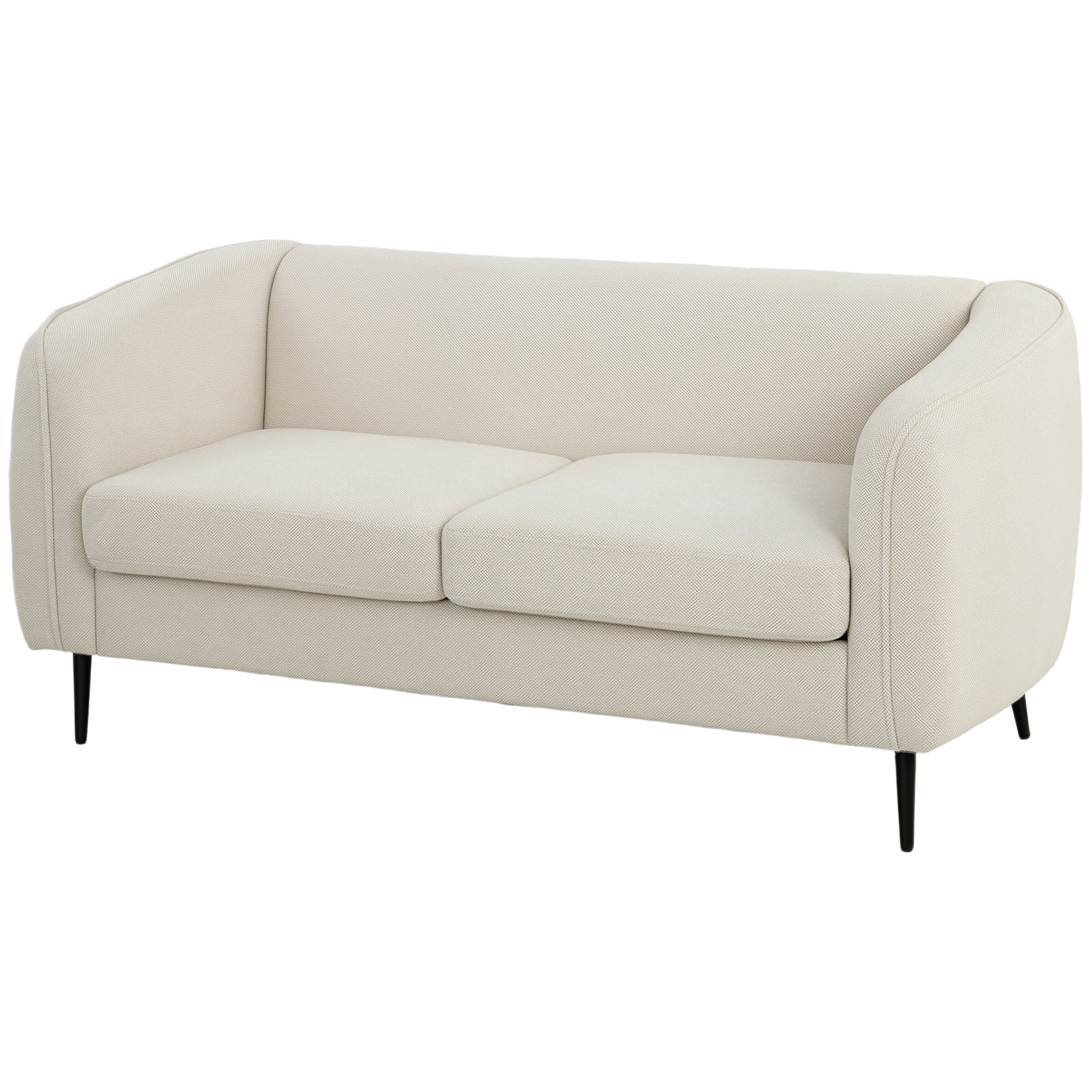 Canapé 2 places en velours, canapé de salon moderne 160 cm, assise large rembourrée, coussin épais à ressorts, pieds en métal, charge 300 Kg, pour chambre, appartement, petit espace, beige