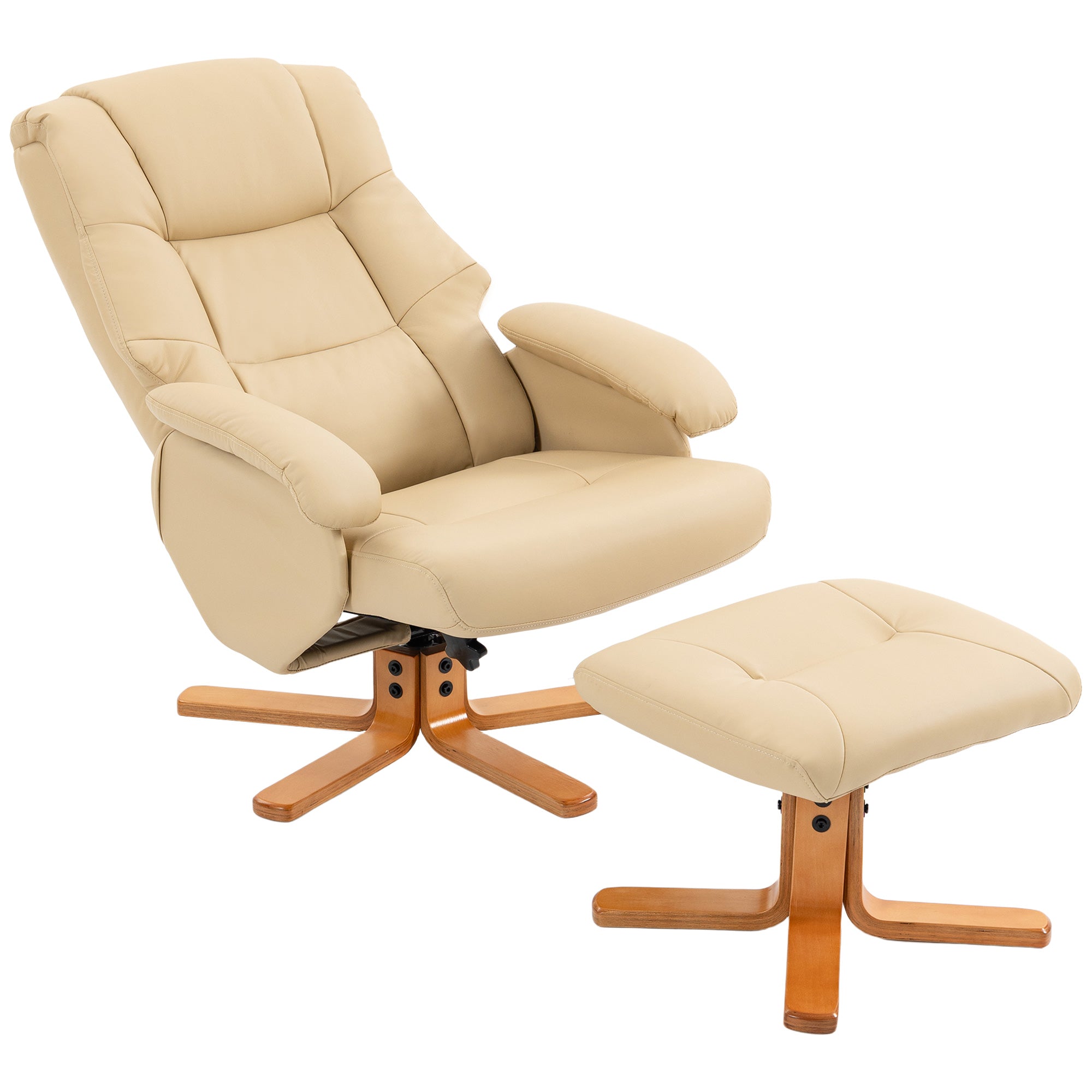 Fauteuil relax avec repose-pied fauteuil de relaxation chaise relaxant pivotant 360° et dossier inclinable chaise TV charge jusqu'à 120 Kg pour salon, chambre, bureau, beige