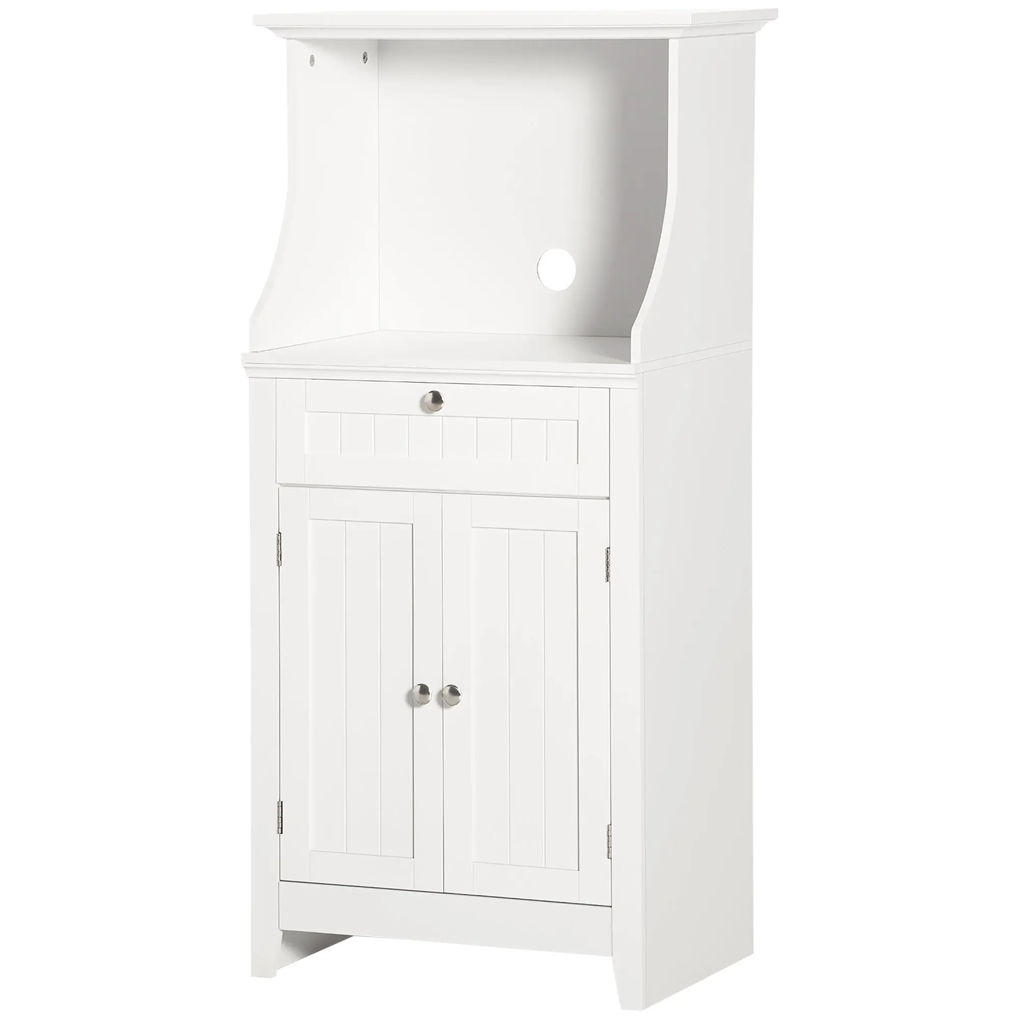 Meuble armoire micro-ondes pour cuisine avec 1 tiroir, 2 Portes 60 x 40 x 122,5 cm - MDF - Blanc