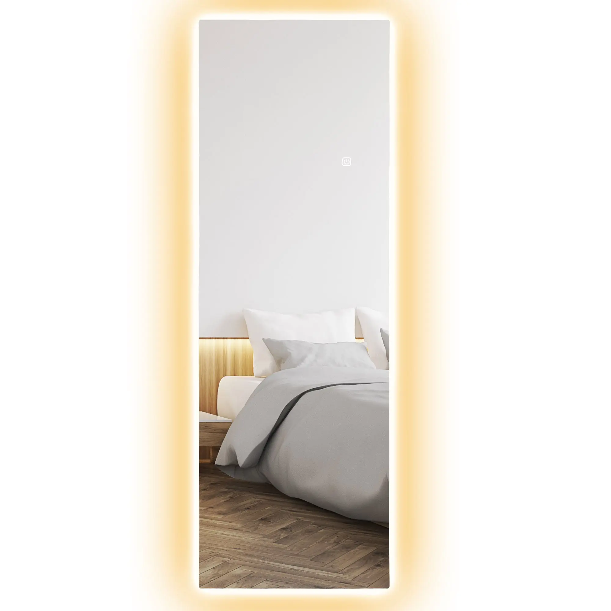 Grand miroir mural 120 x 40 cm avec éclairage LED miroir rectangulaire sans carde, anti-déflagrante, intensité variable et 3 couleurs d'éclairage, pour salon et chambre à coucher, transparent