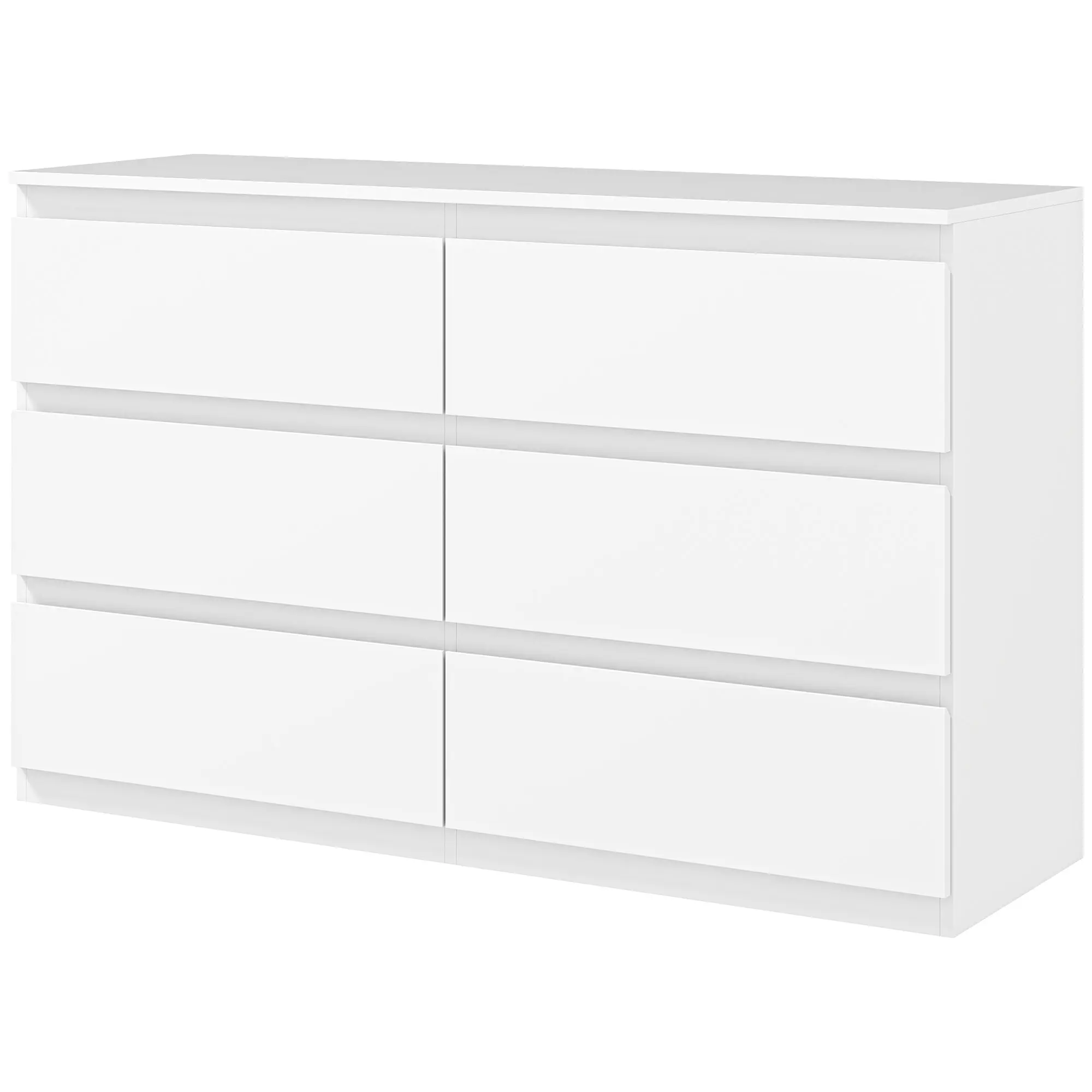 Commode 6 Tiroirs Moderne avec Fermeture Douce, Meuble de Rangement pour Chambre et Salon, Blanc