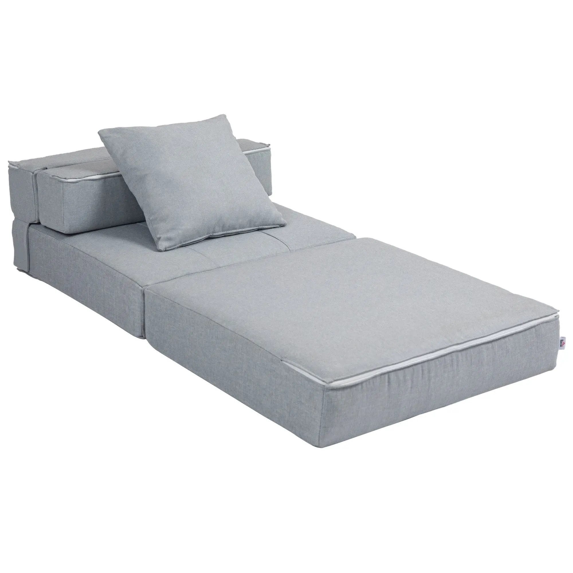 Fauteuil convertible 1 place fauteuil lit chauffeuse 1 place - coussin déhoussable inclus - chaise de sol pour invités, salon, charge 120 kg, gris clair