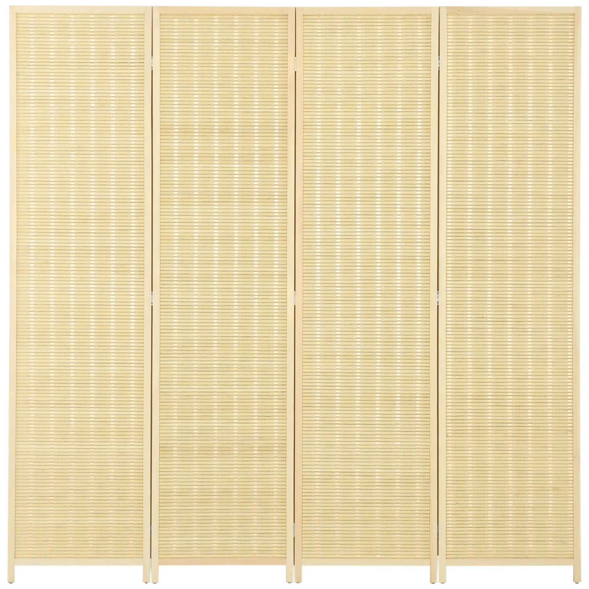 Paravent interieur en bois 4 panneaux 180 x 180 cm séparateur de pièce pliable cloison de séparation pour salon chambre à coucher maison, bois naturel