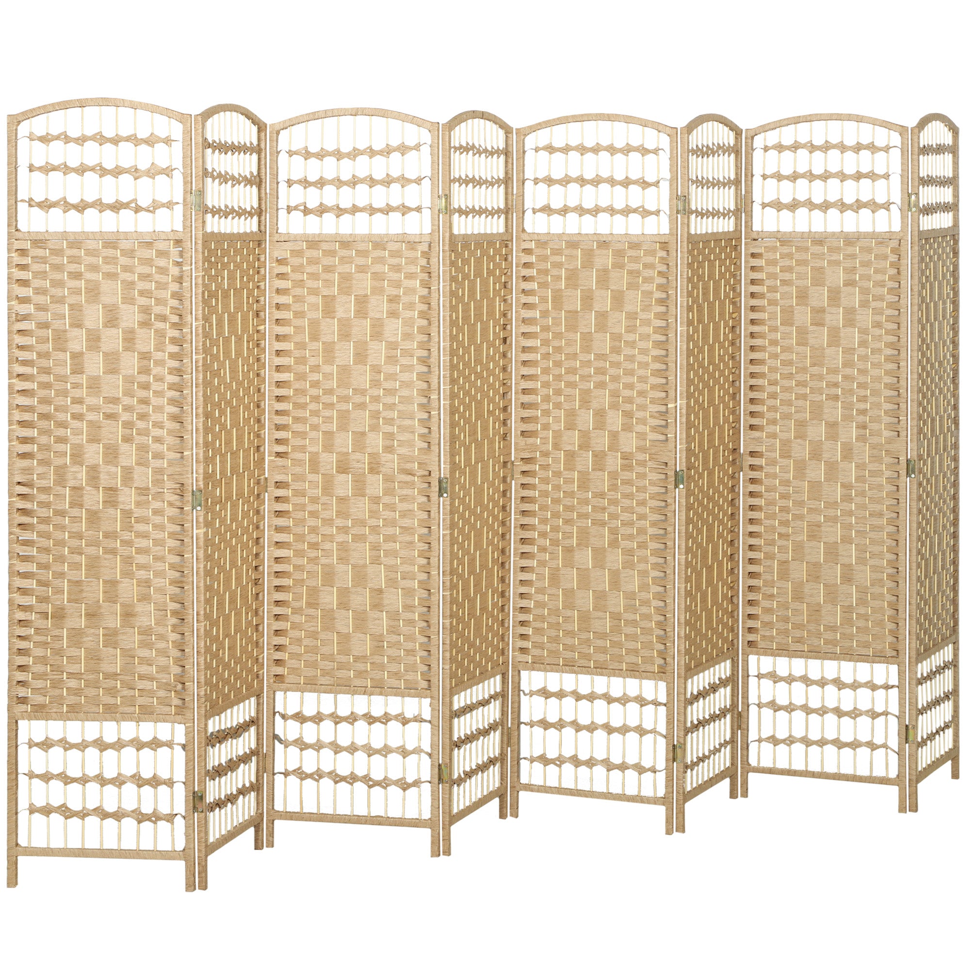 Paravent en bois 320 x 170 cm séparateur de pièce pliable 8 panneaux cloison de séparation chambre à coucher maison intérieur bois naturel