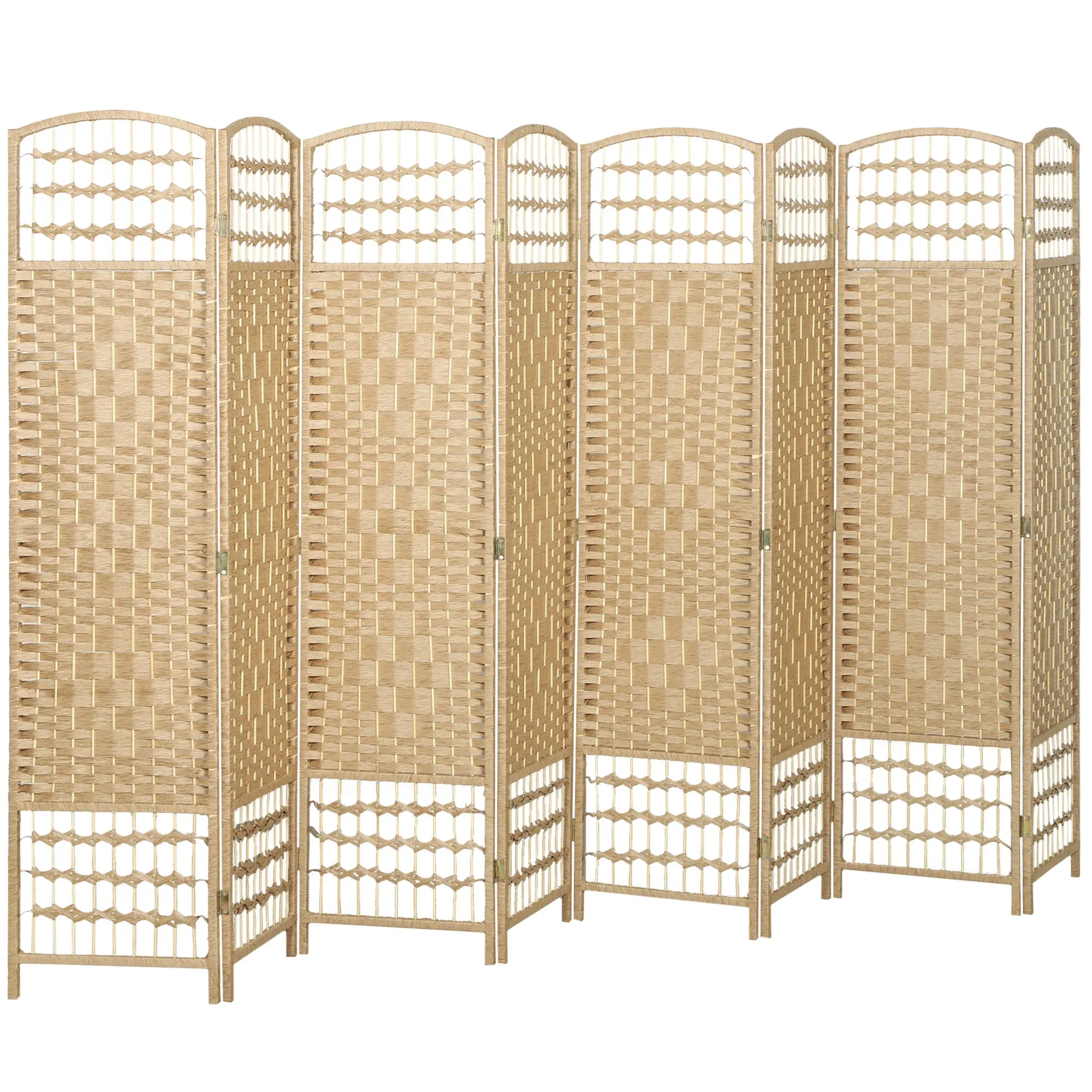 Paravent en bois 320 x 170 cm séparateur de pièce pliable 8 panneaux cloison de séparation chambre à coucher maison intérieur bois naturel