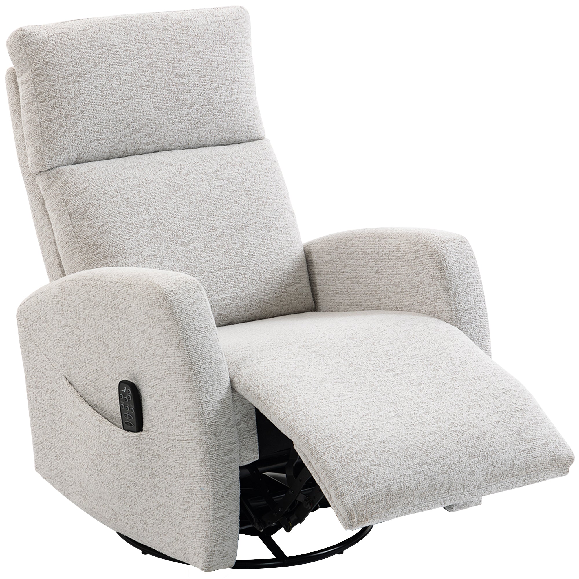 Fauteuil massant inclinable pivotant dossier réglable salon et chambre chenille crème