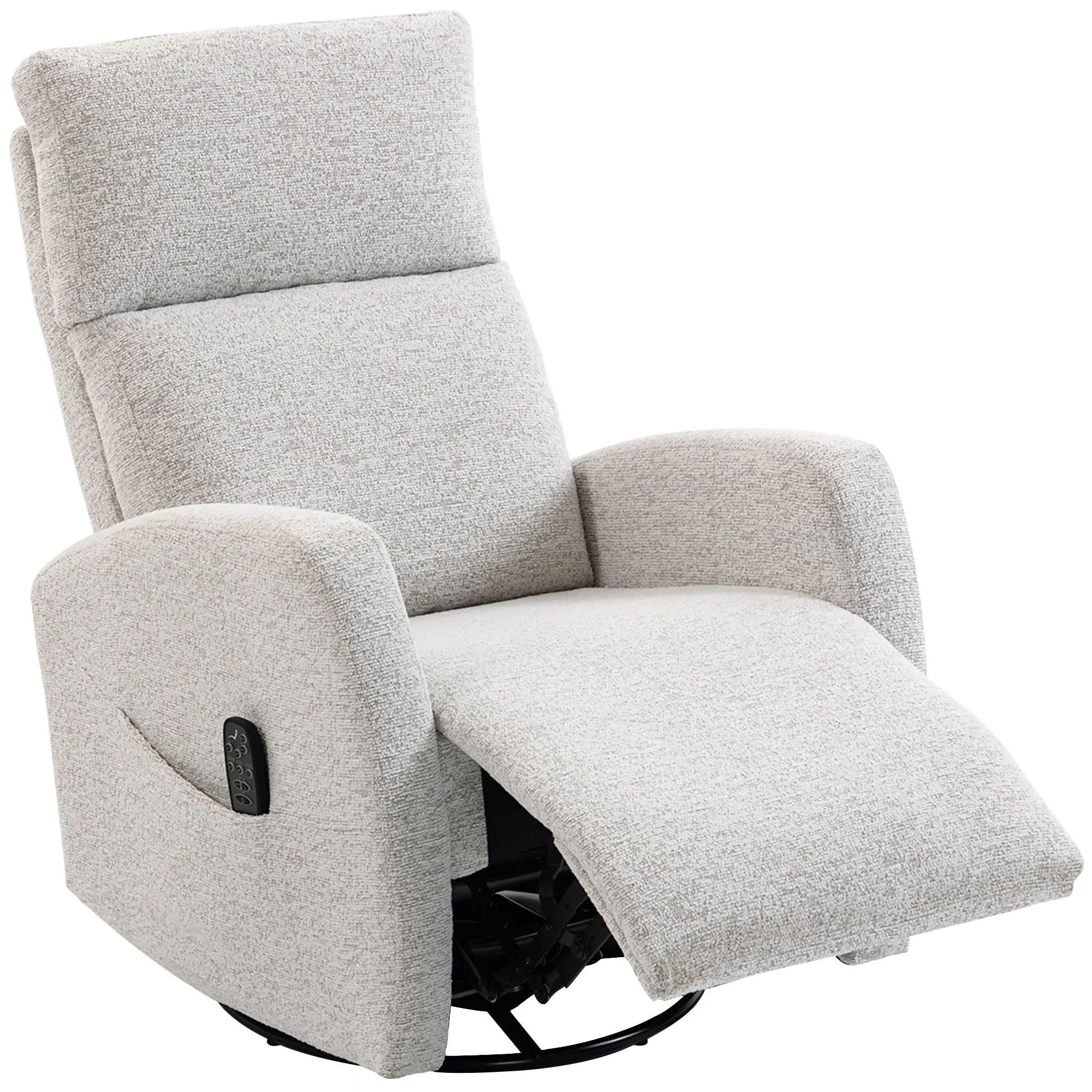 Fauteuil massant inclinable pivotant dossier réglable salon et chambre chenille crème