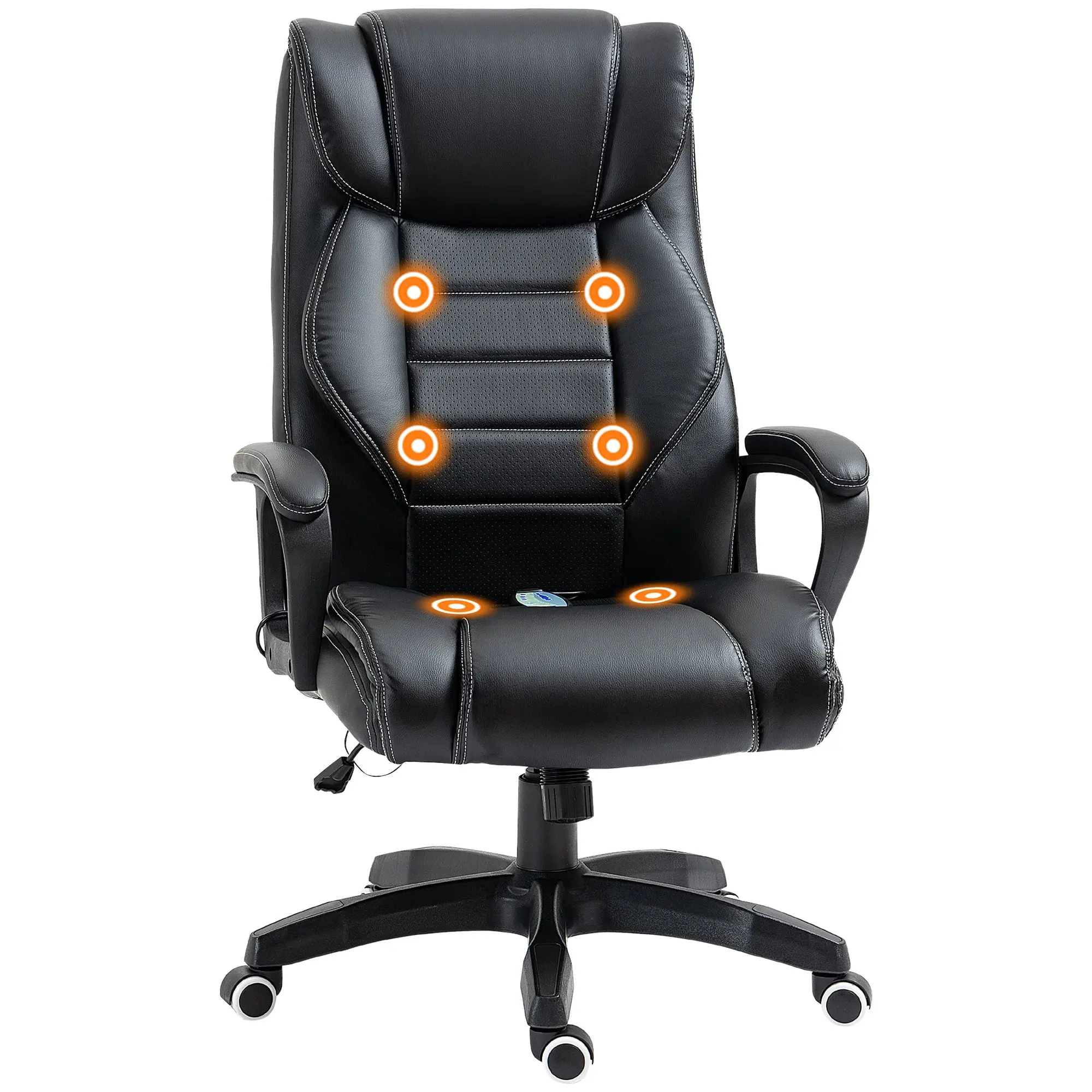 Fauteuil de bureau massant fauteuil bureau ergonomique grand confort hauteur réglable fonction dossier à bascule revêtement synthétique noir