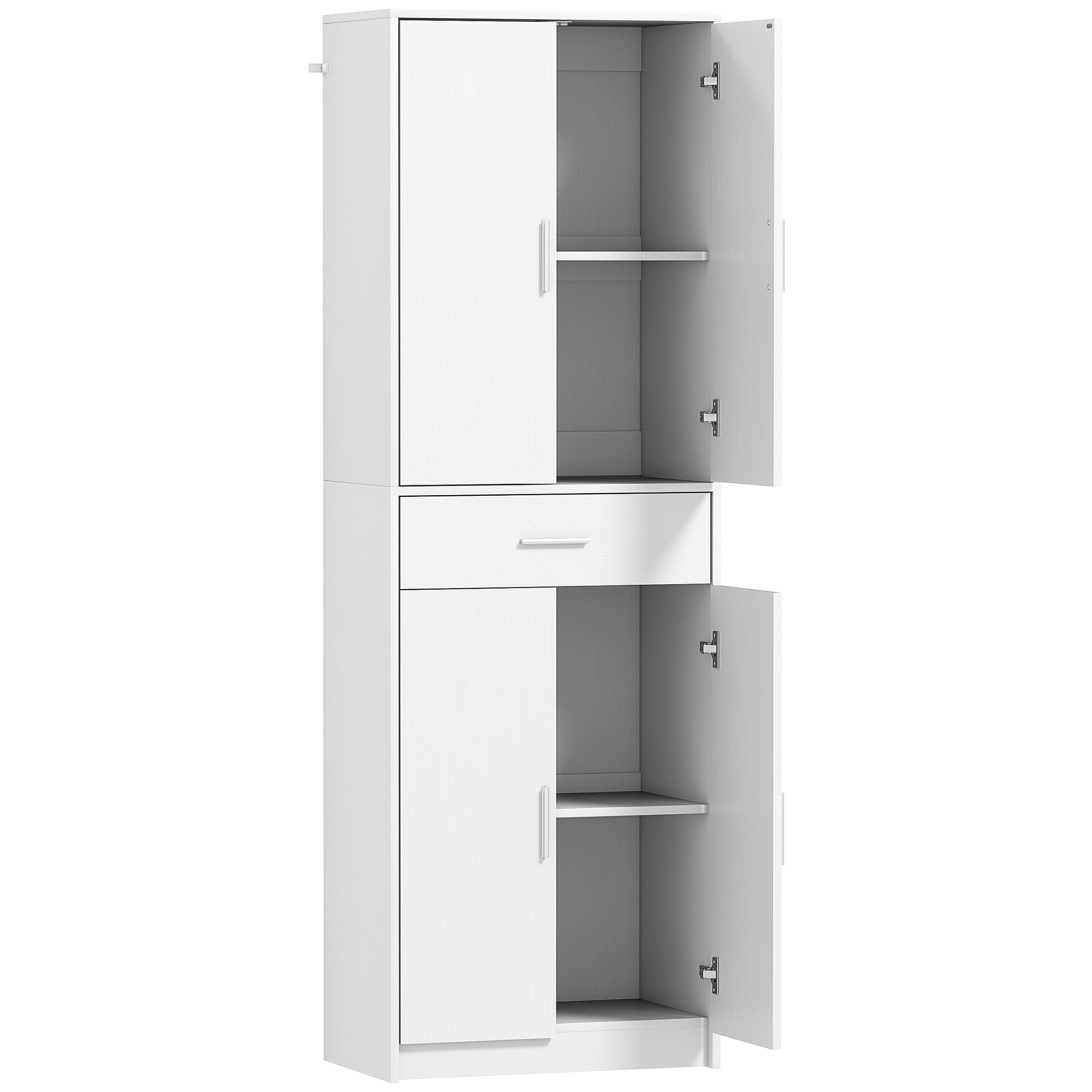 Armoire de cuisine buffet cuisine style moderne vaisselier avec placards à portes, étagères réglables et tiroir, meuble de rangement pour salle à manger, salon, 60 x 35 x 180 cm, blanc
