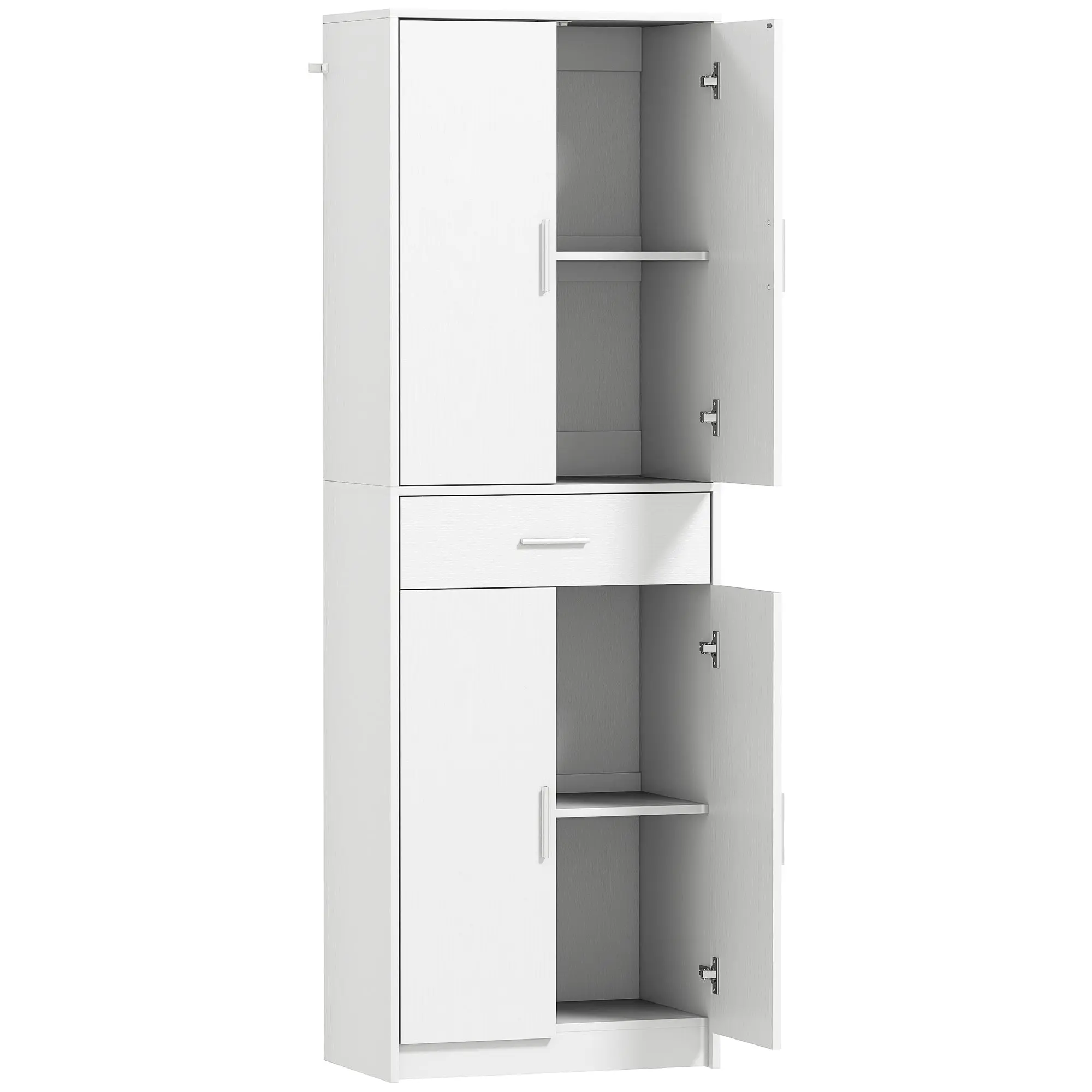 Armoire de cuisine buffet cuisine style moderne vaisselier avec placards à portes, étagères réglables et tiroir, meuble de rangement pour salle à manger, salon, 60 x 35 x 180 cm, blanc