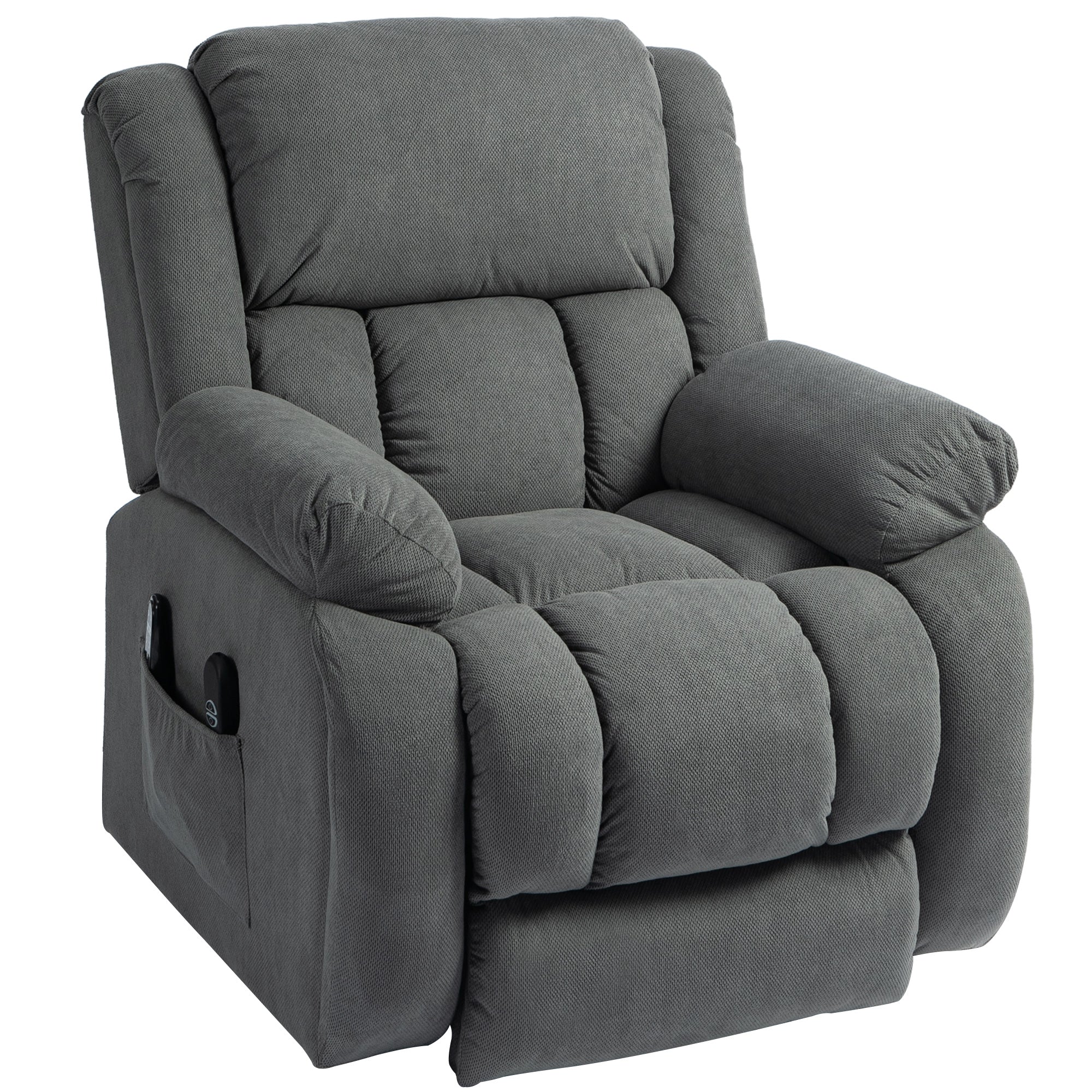 Fauteuil relevable electrique massage chauffant inclinable repose pied pour salon gris