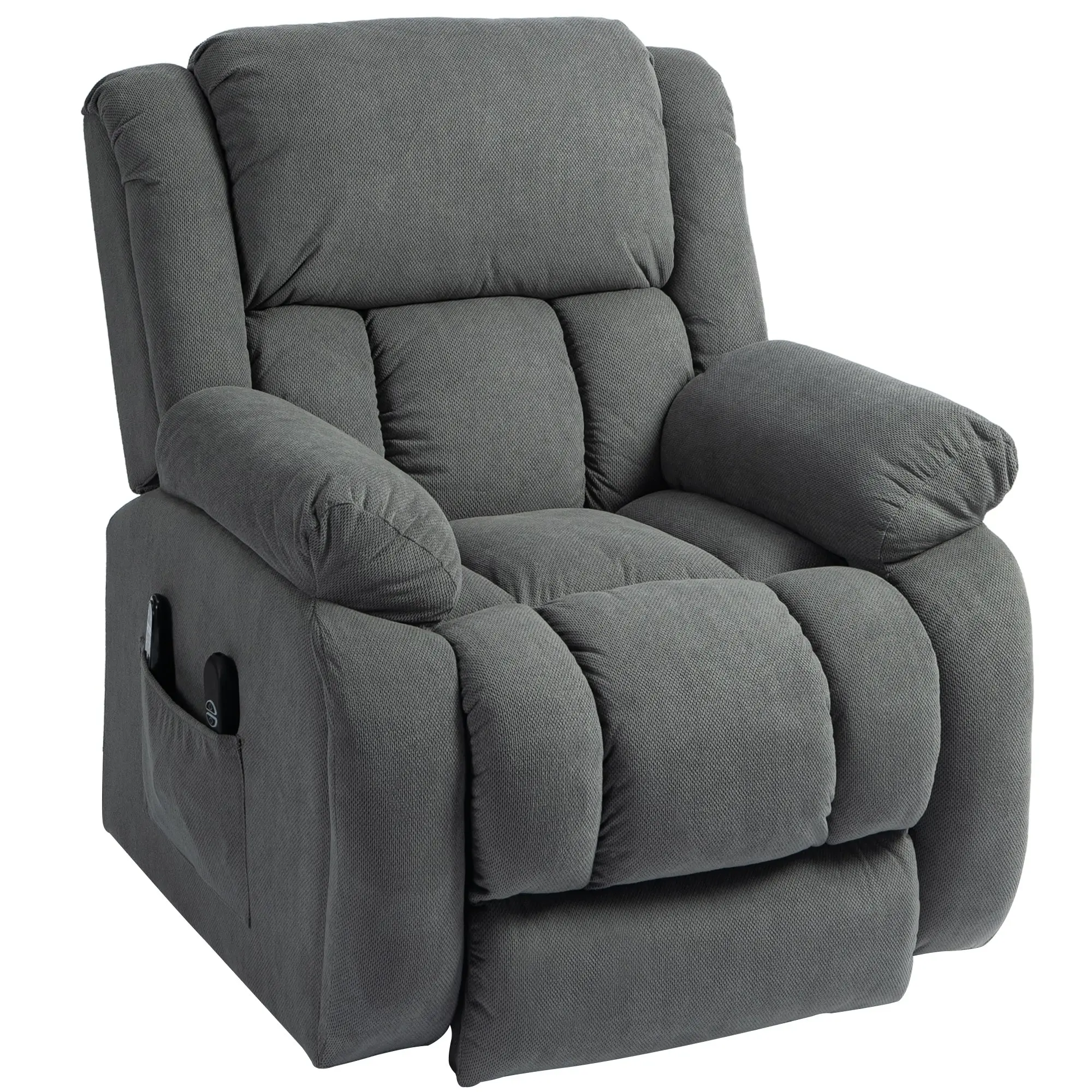 Fauteuil relevable electrique massage chauffant inclinable repose pied pour salon gris