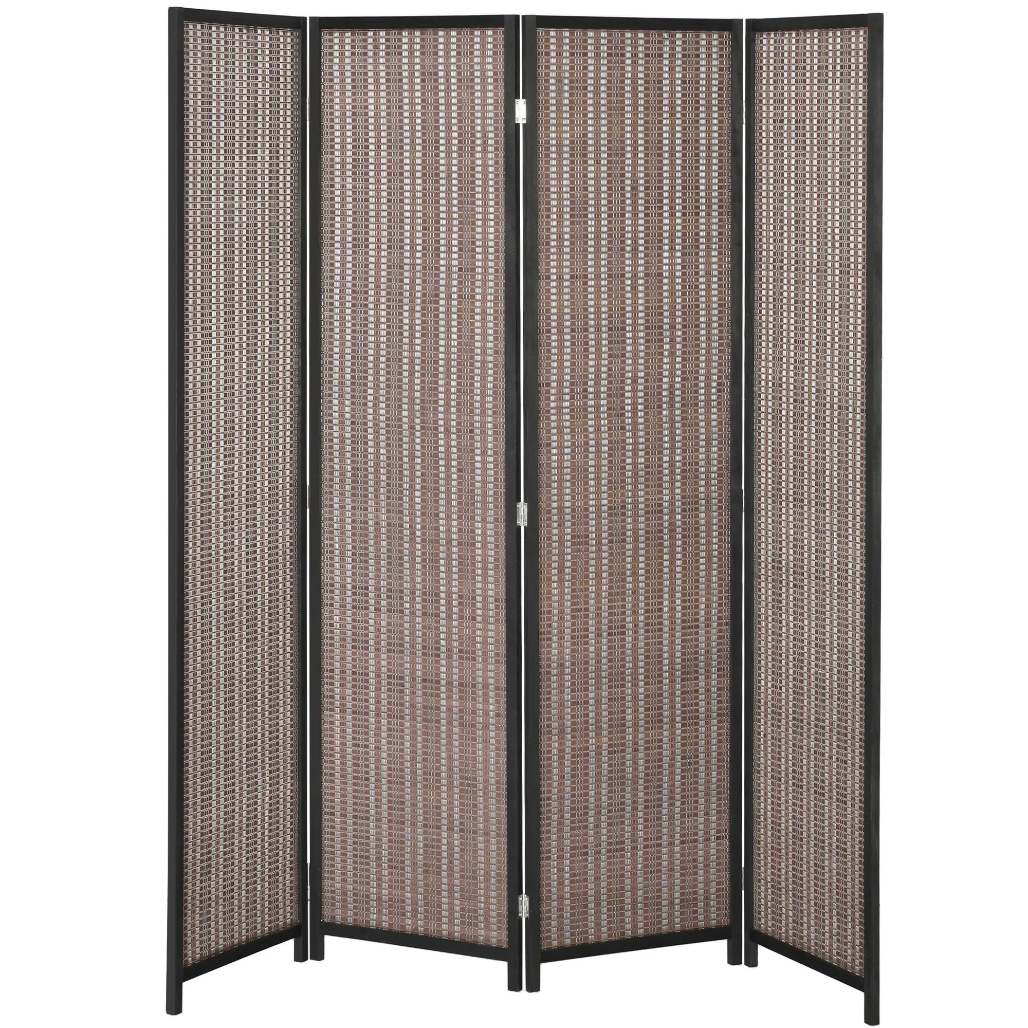 Paravent interieur en bois 4 panneaux 180 x 180 cm séparateur de pièce pliable cloison de séparation pour salon chambre à coucher maison, marron