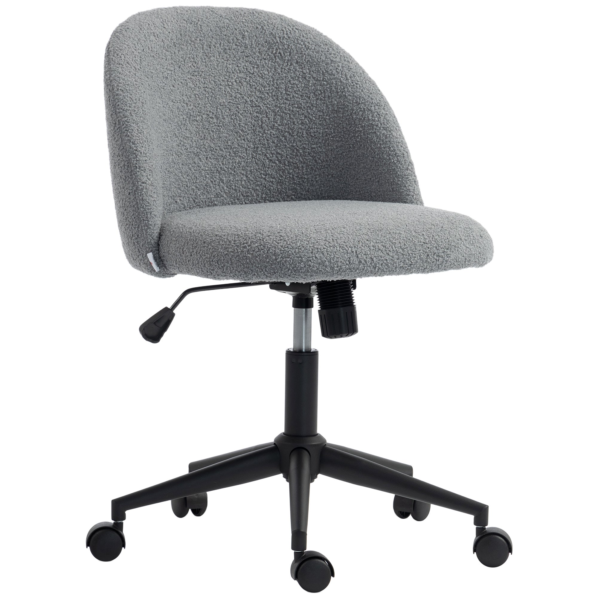 Chaise de Bureau Ergonomique, Fauteuil de Bureau Pivotant en Fourrure Teddy, Hauteur Réglable, Roulettes, Mousse Haute Résilience, Fonction de Bascule, pour Coiffeuse ou Maquillage, Gris