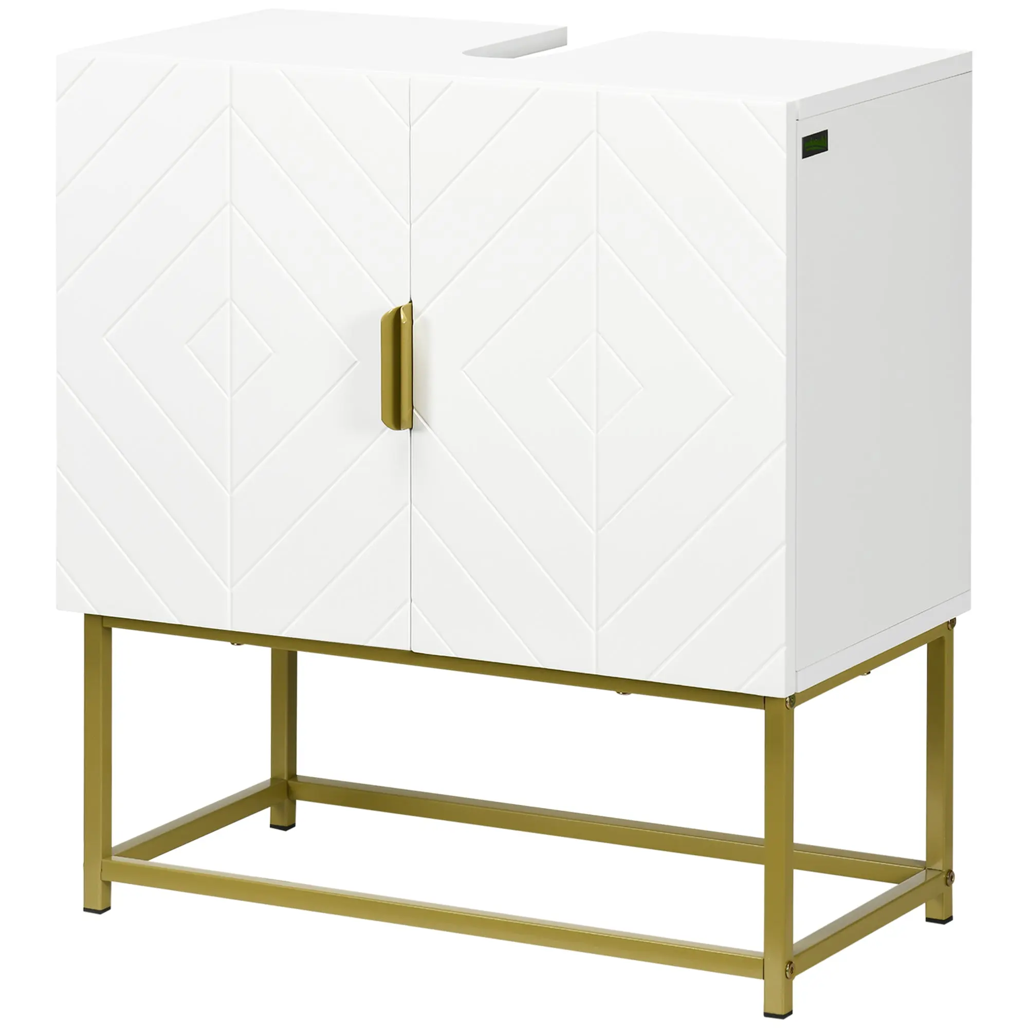 Meuble Salle de Bain sous lavabo - Meuble sous-Vasque pour salle de bain - Placard 2 Portes avec étagères - dim. 60L x 30l x 65H cm blanc