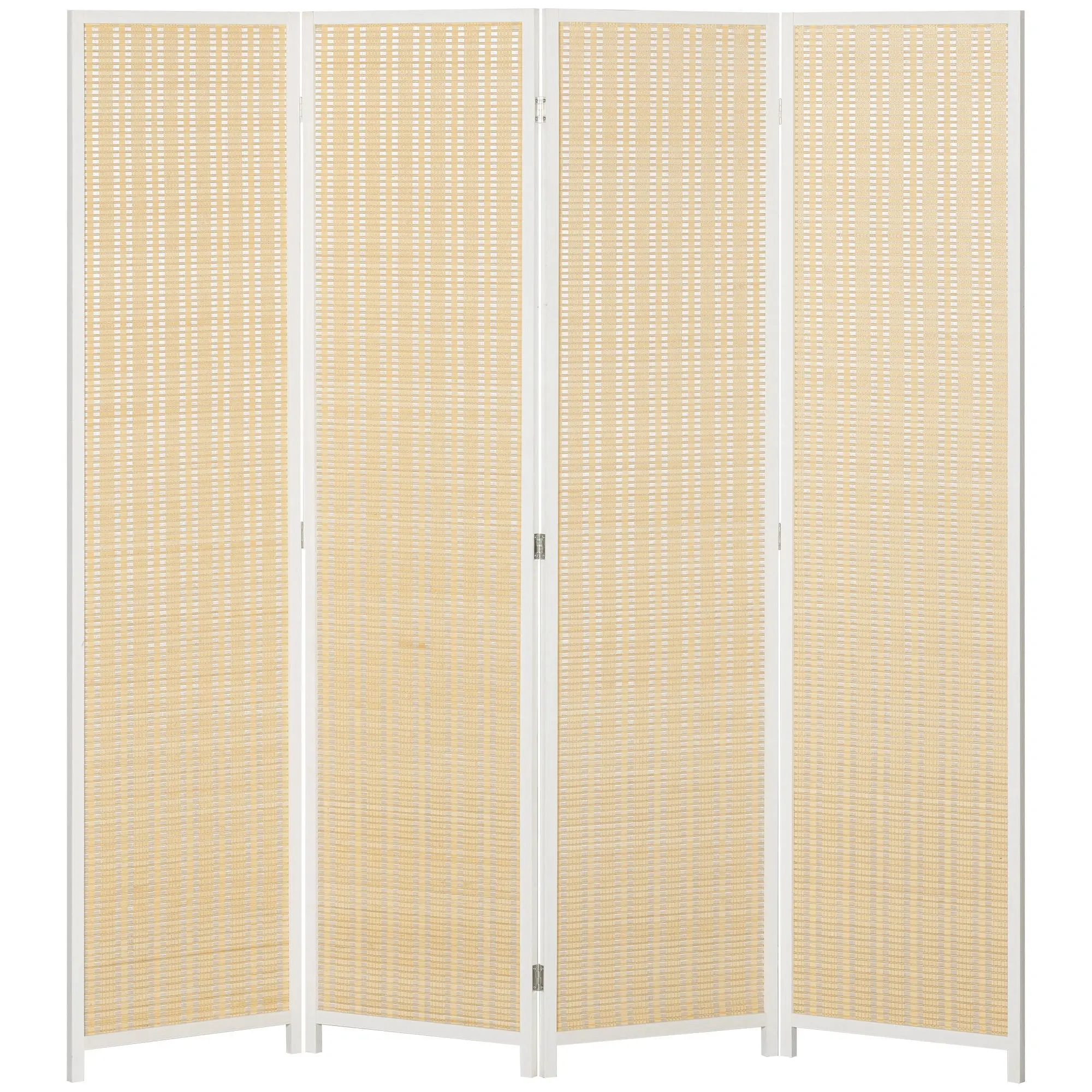 Paravent interieur en bois 4 panneaux 180 x 180 cm séparateur de pièce pliable cloison de séparation pour salon chambre à coucher maison, bois naturel