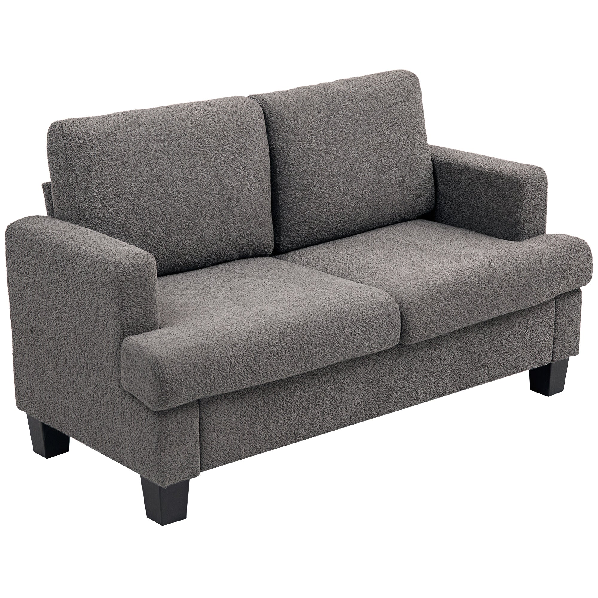 Canapé 2 places canapé de salon 140 cm style moderne avec coussins de dossier amovibles et accoudoirs, mini sofa pour chambre, appartement, petit espace, gris foncé