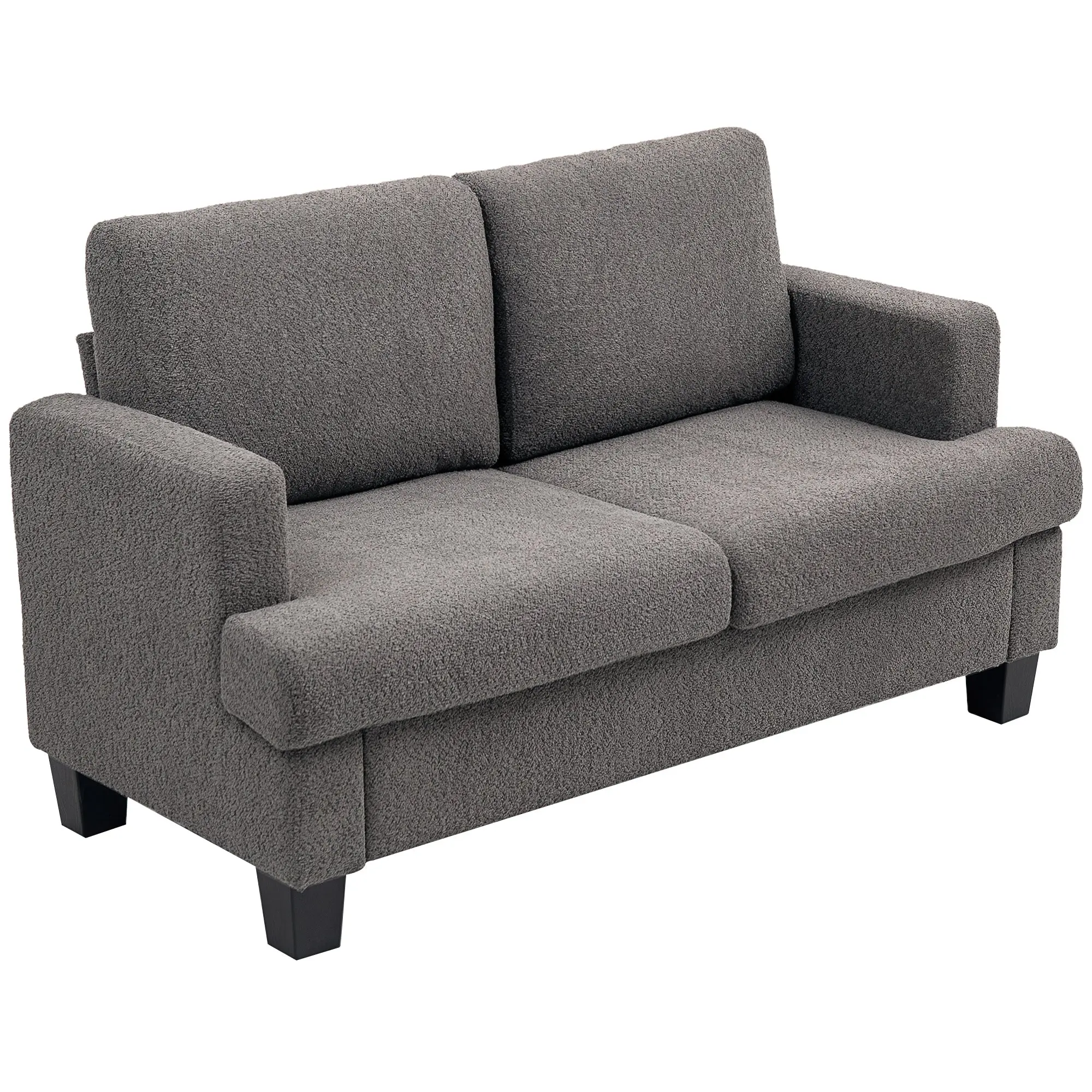 Canapé 2 places canapé de salon 140 cm style moderne avec coussins de dossier amovibles et accoudoirs, mini sofa pour chambre, appartement, petit espace, gris foncé