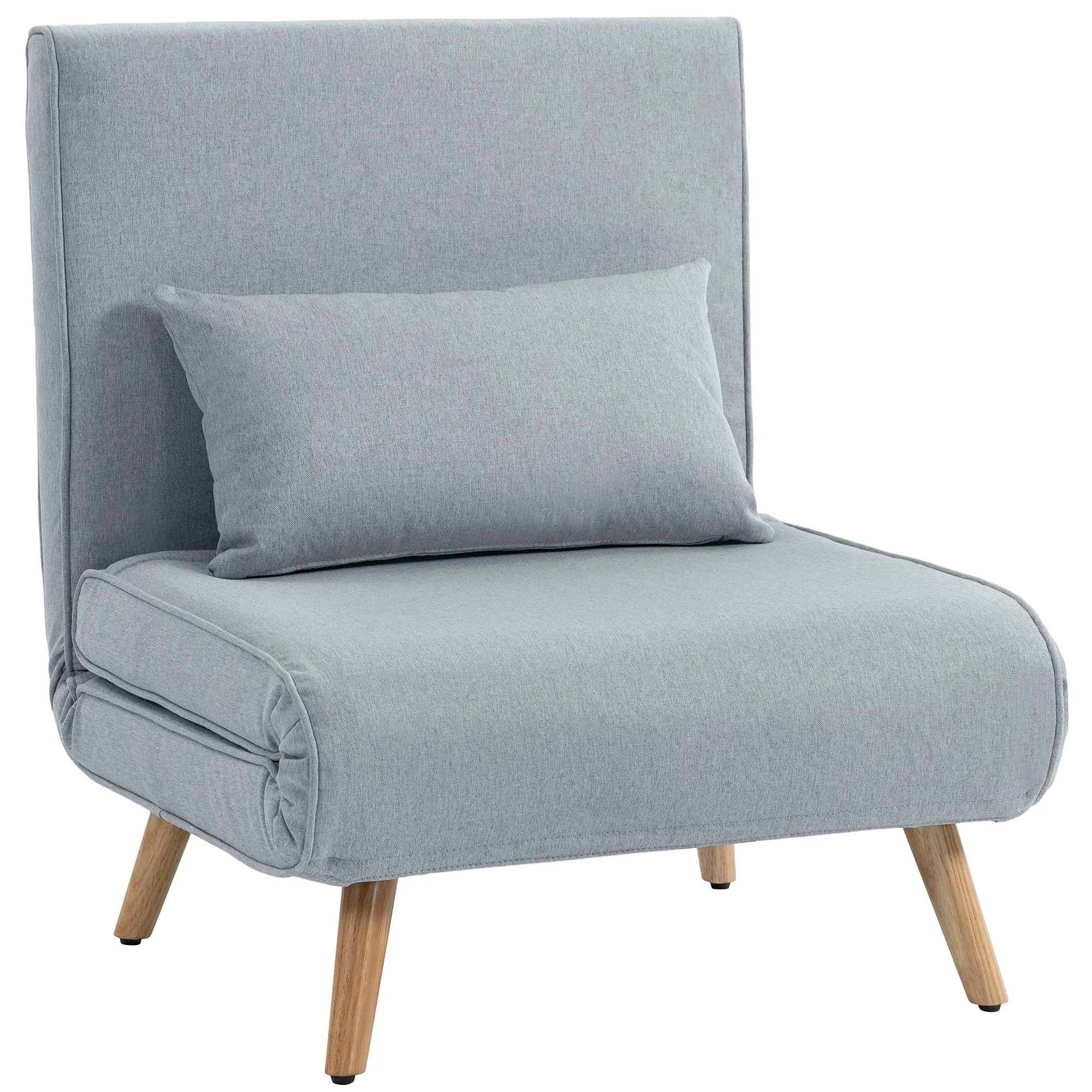 3 en 1 fauteuil convertible 1 place, fauteuil lit et chauffeuse - dossier inclinable 5 niveaux et oreiller inclus, siège rembourré - pour bureau, salon, chambre à coucher, gris clair