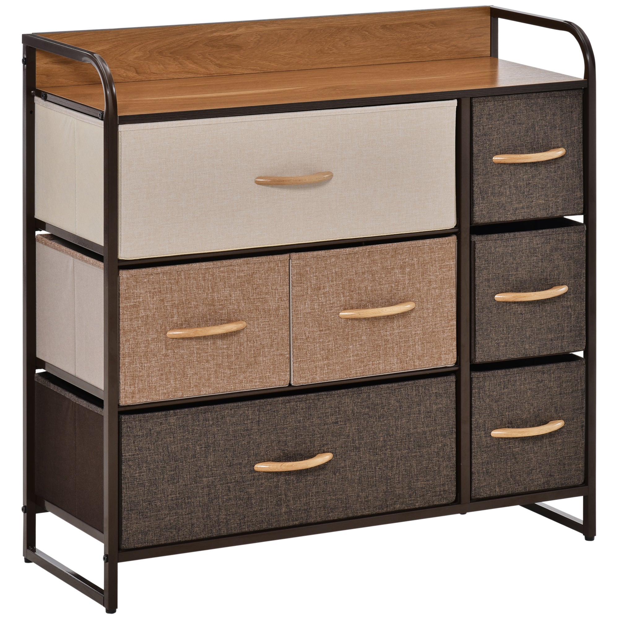 Commode 7 tiroirs meuble de rangement tiroir en tissu pliant - structure acier noir - 80L x 29l x 78,5H cm, chambre, entrée, salon, multicolore
