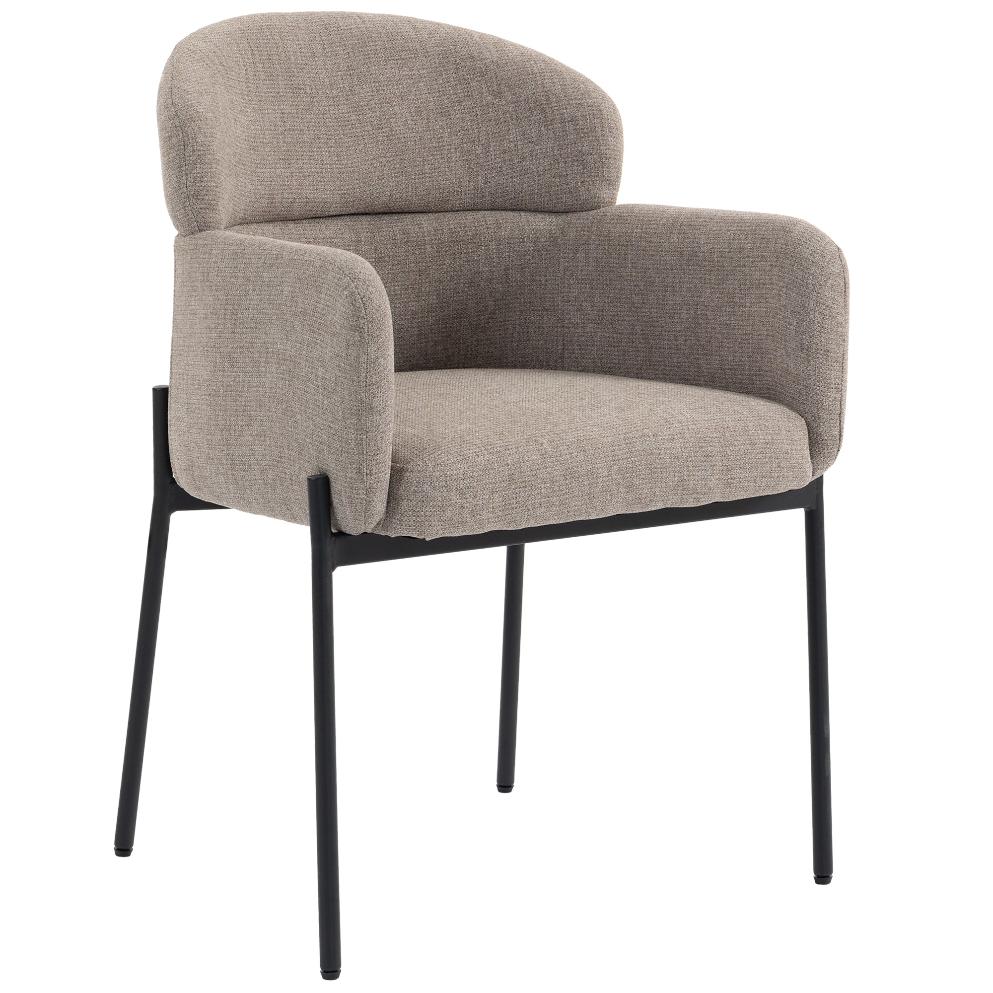 Fauteuil Salon, Fauteuil d'Appoint Rembourré en Chenille avec Dossier Courbé et Accoudoirs, Pieds en Métal, Style Moderne, Chaise de Chambre, Coins Lecture, Petit Espace, Marron Clair