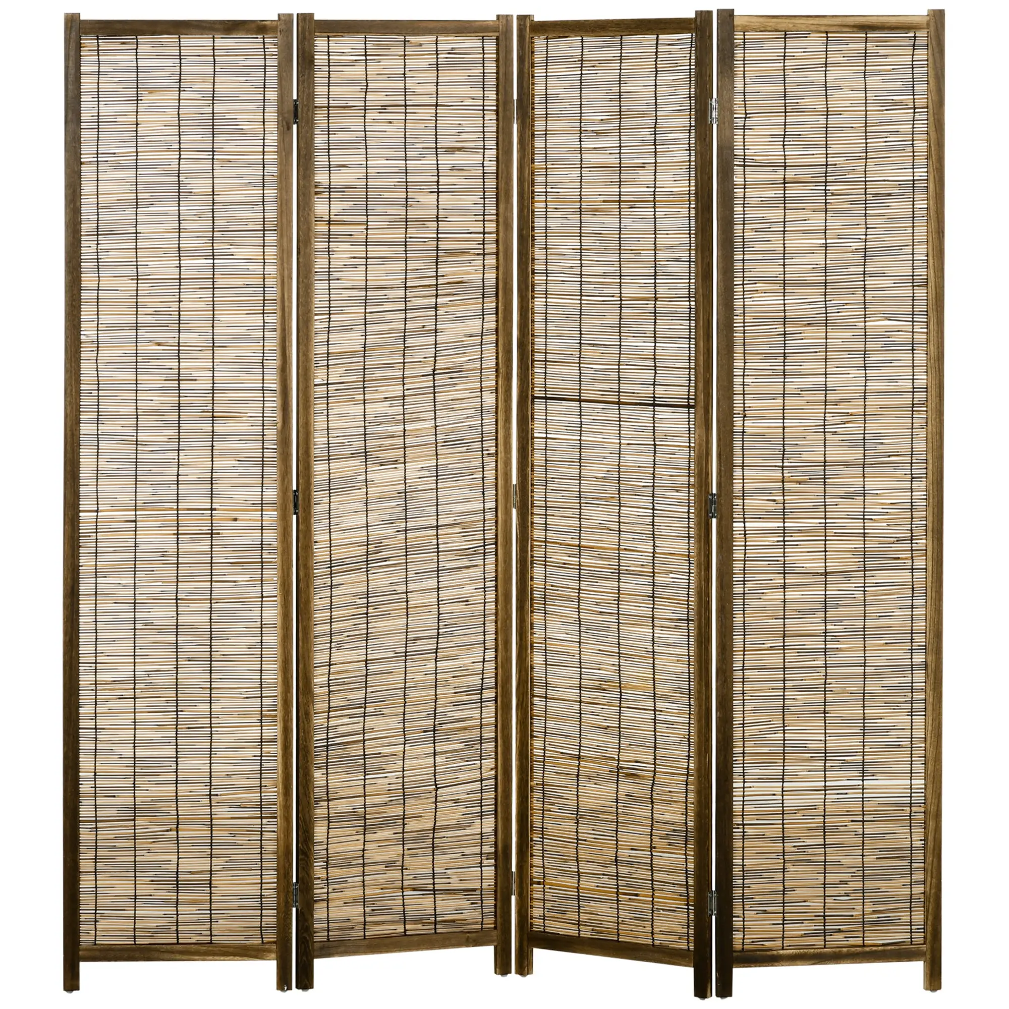 Paravent en bois 4 panneaux 160 x 170 cm séparateur de pièce closion de séparation pliable - naturel