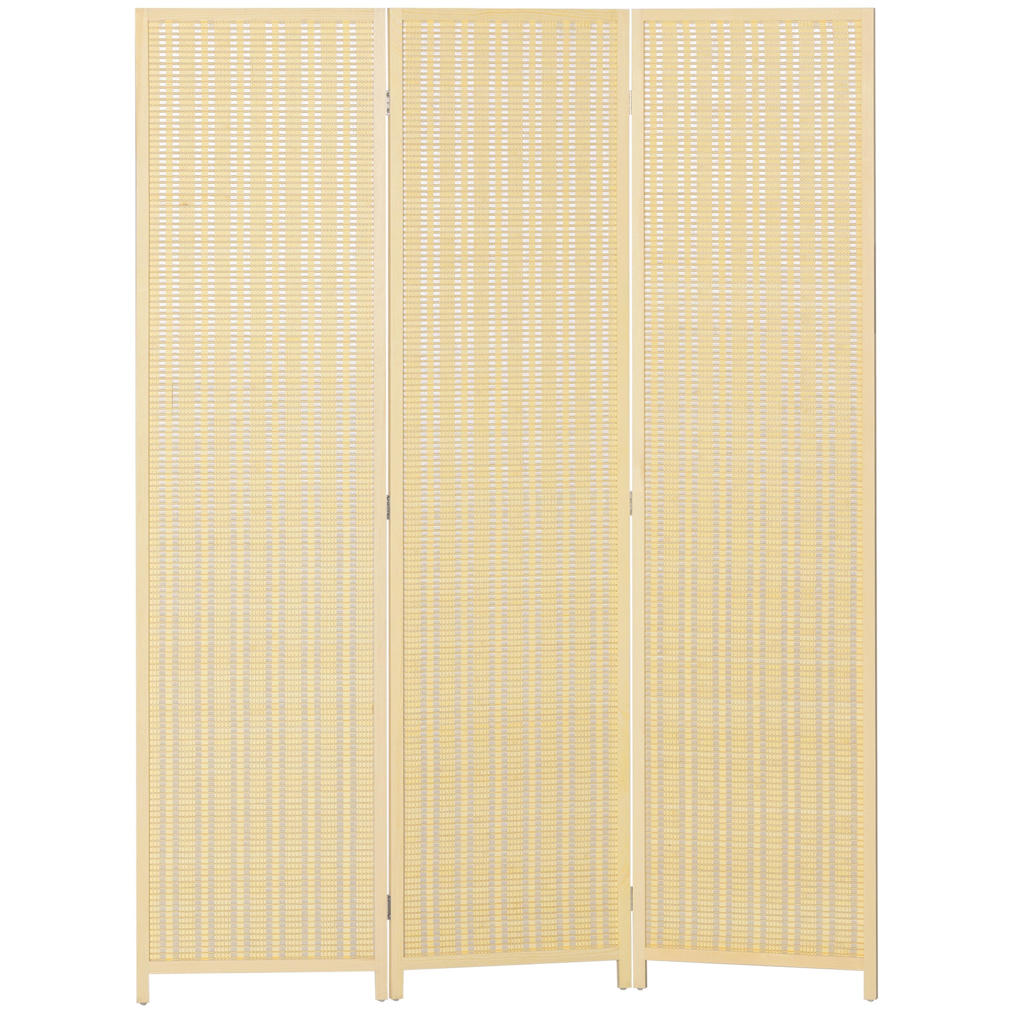 Paravent interieur en bois 3 panneaux 135 x 180 cm séparateur de pièce pliable cloison de séparation pour salon chambre à coucher maison, bois naturel