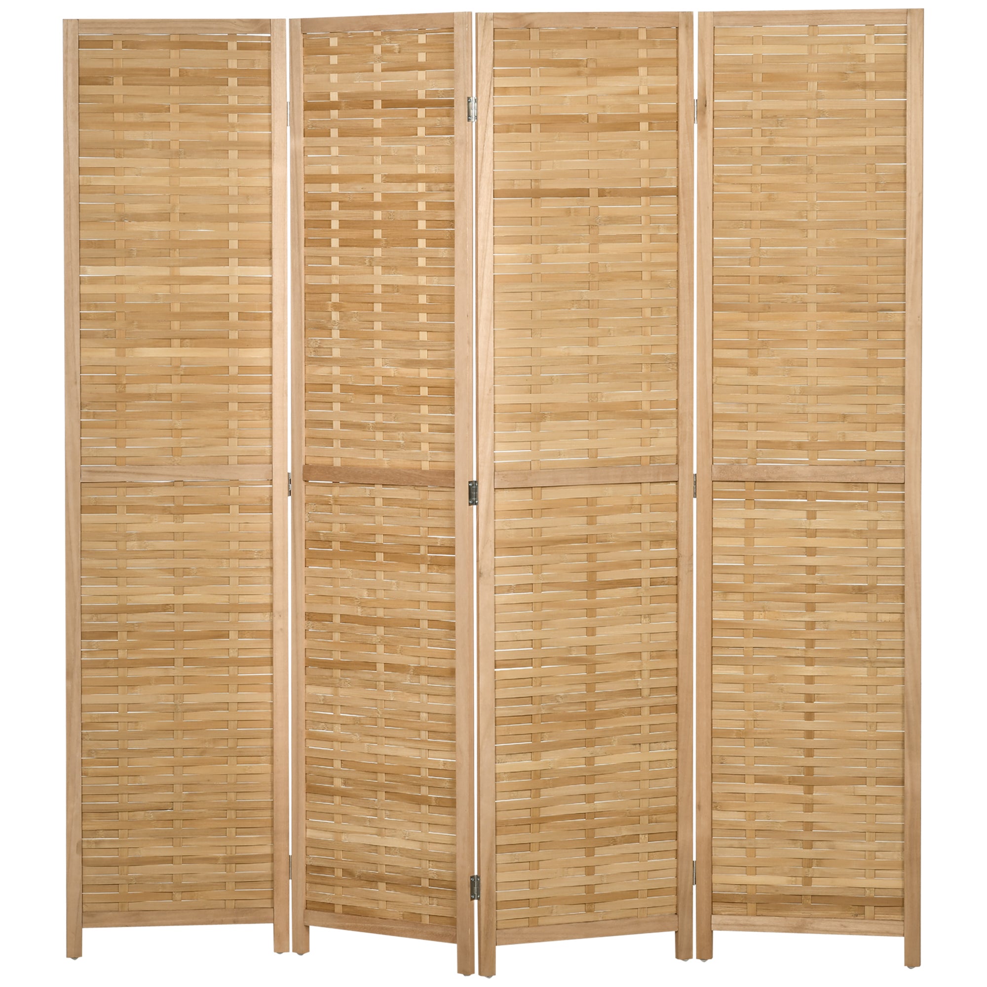 Paravent en bois 4 panneaux 160 x 170 cm séparateur de pièce closion de séparation pliable en bambou - naturel clair