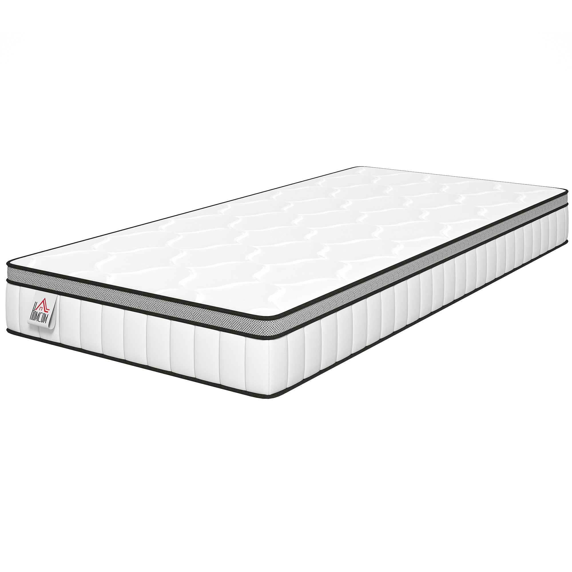 Matelas 90 x 190 cm, Matelas à Ressorts Ensachés, Mousse à Mémoire de Forme au Gel Rafraîchissant, 20 cm d'épaisseur, Soutien en 7 Zones, Certifié Oeko-Tex, Fermeté Moyenne