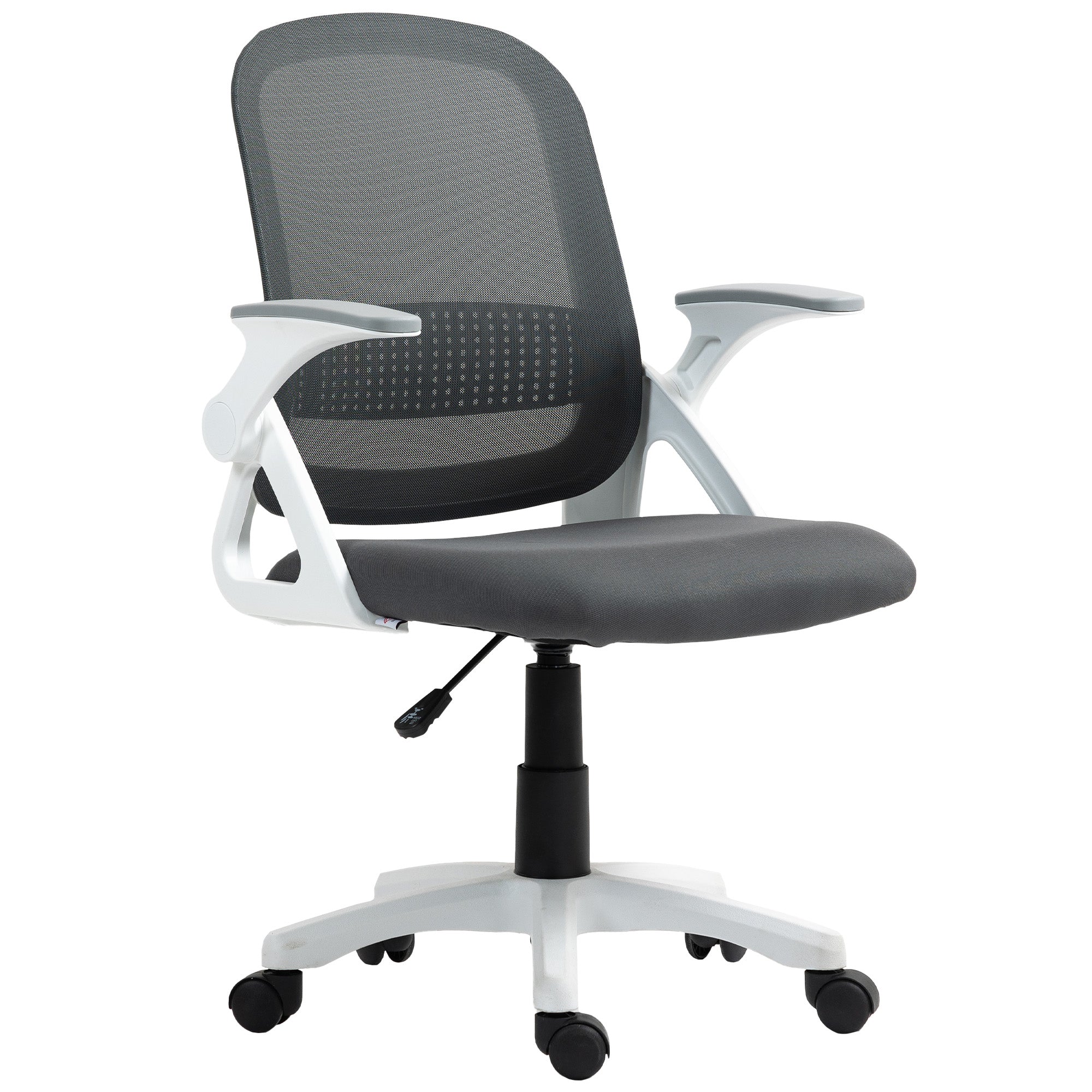 Chaise bureau ergonomique, fauteuil de bureau en maille avec accoudoirs relevables, hauteur réglable, soutien lombaire et pivotant à 360°, 57,5 x 60 x 101 cm, gris