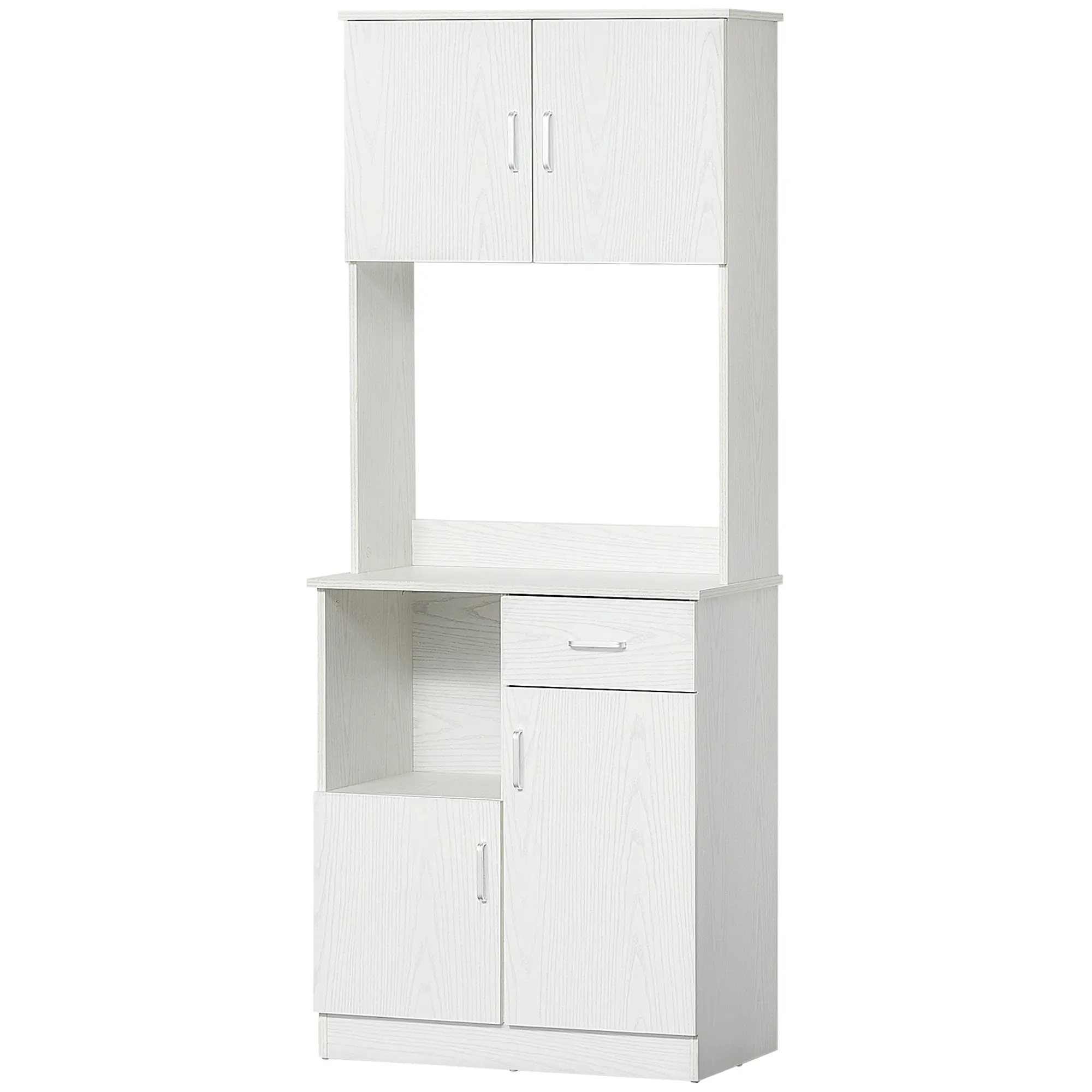 Buffet de cuisine armoire de cuisine multi-rangements 4 portes 1 tiroirs étagère + grand plateau 71 x 41 x 178 cm MDF blanc