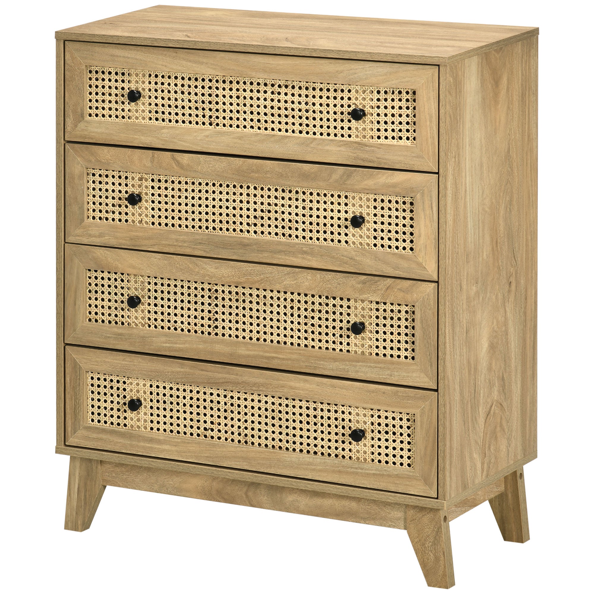 Commode chambre adulte 4 tiroirs bois naturel style scandinave robuste bois clair