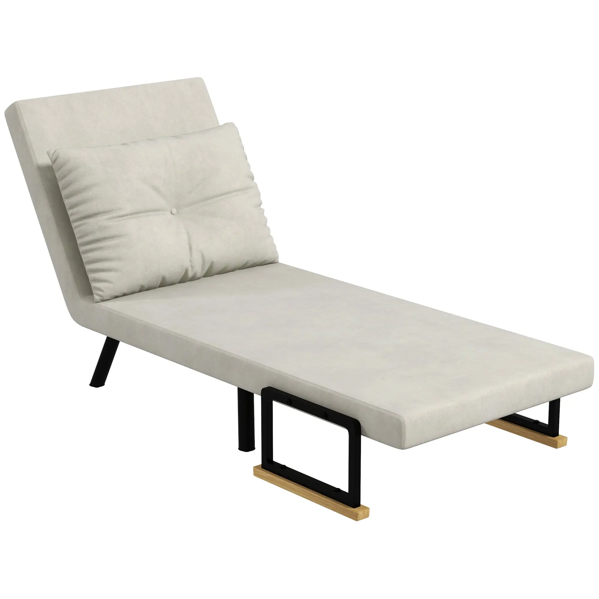 Fauteuil convertible 1 place chauffeuse 4 en 1 canapé convertible fauteuil lit avec dossier réglable en 5 positions, coussin inclus, canapé-lit 1 place pour invités, salon, charge 120 kg crème