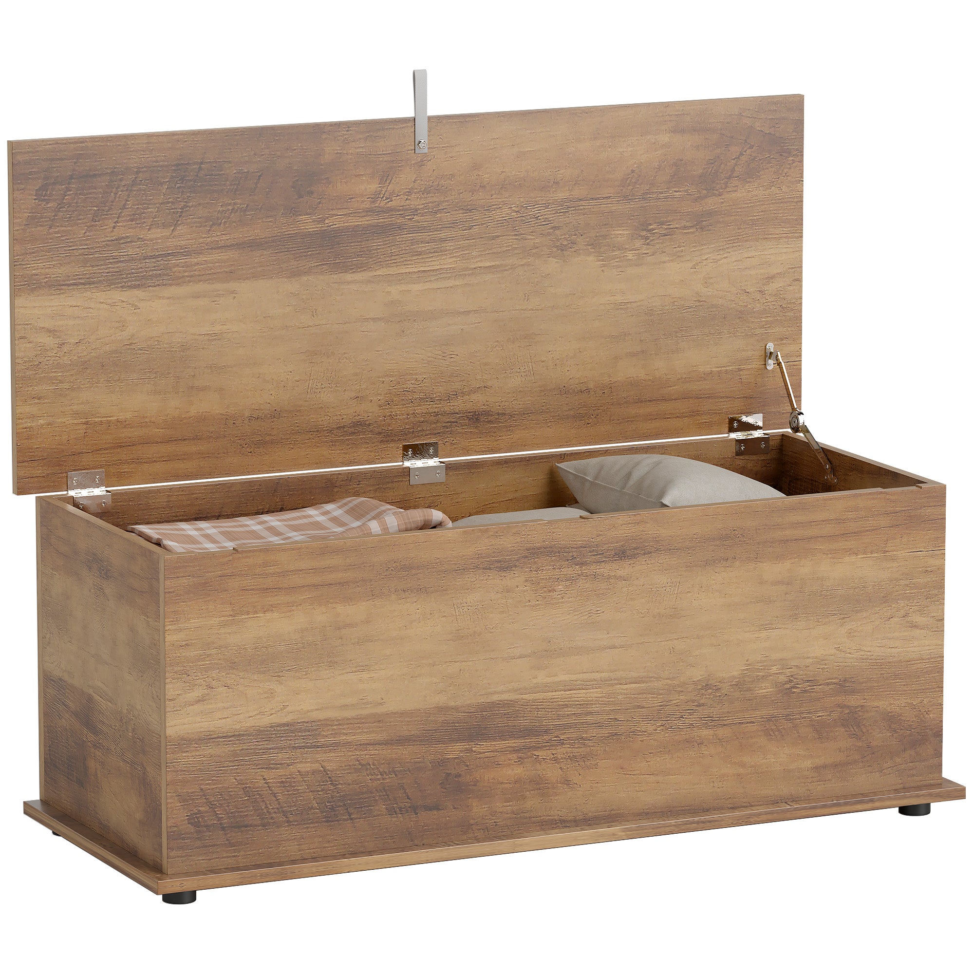 Malle de rangement Coffre a jouet couvercle rabattable 100x40x40cm banc d'entrée marron