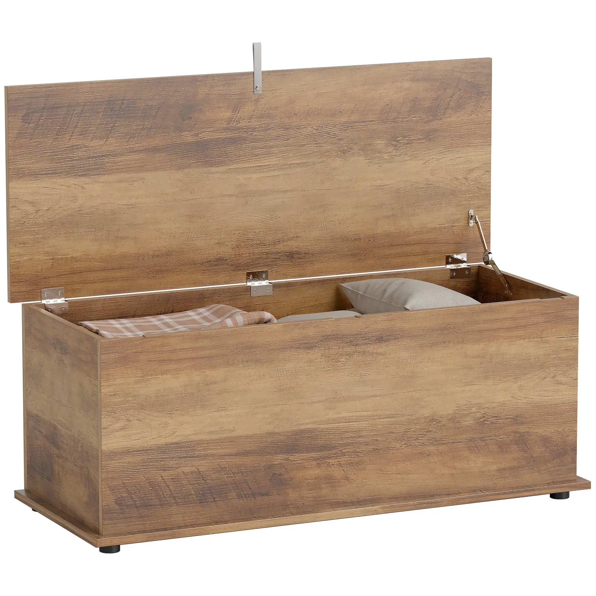 Malle de rangement Coffre a jouet couvercle rabattable 100x40x40cm banc d'entrée marron