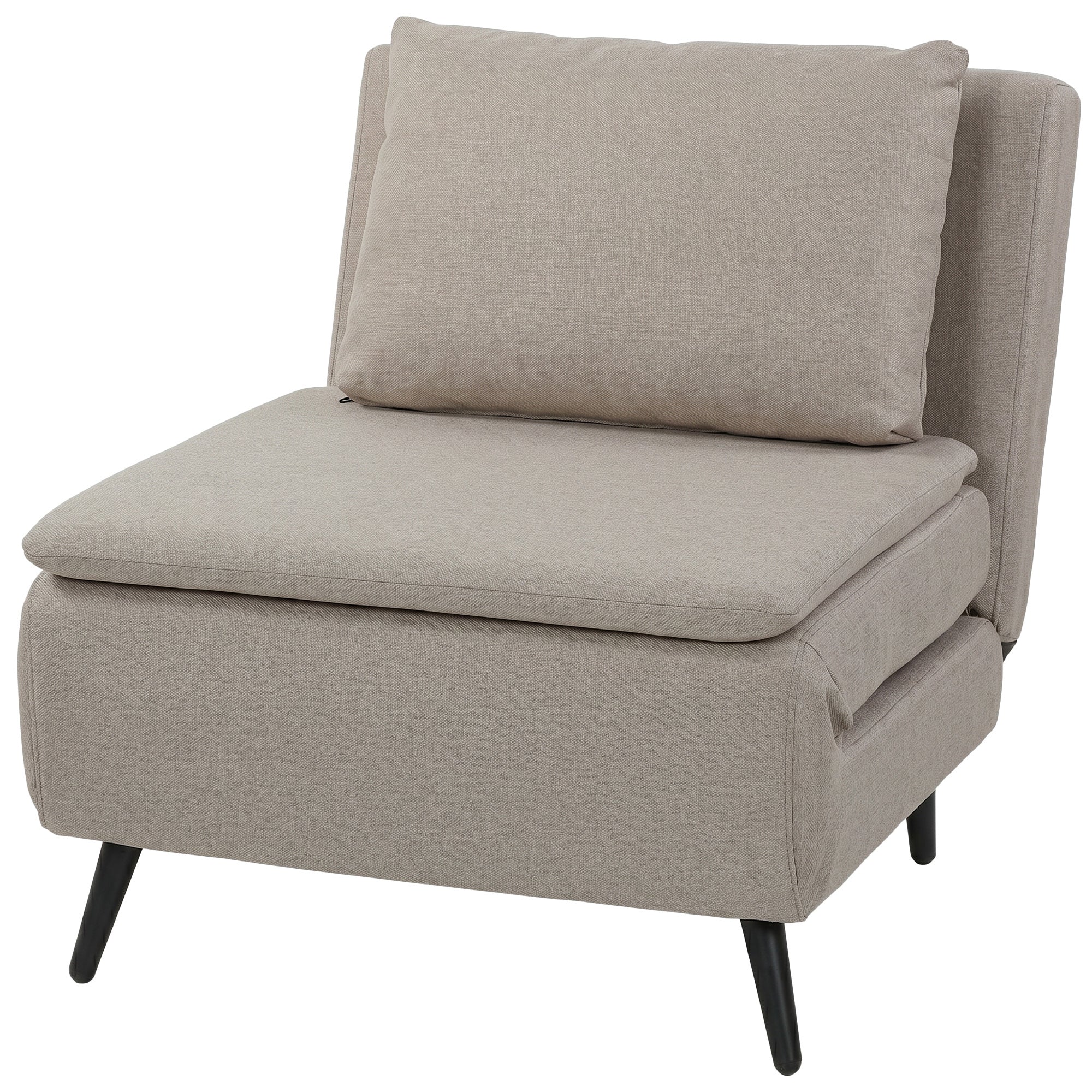 Fauteuil Convertible 1 Place, Fauteuil-Lit Clic-Clac 3 en 1 avec Dossier Réglable, Oreiller, Assise Large, Ressorts en S, Canapé-Lit Rembourré en Lin pour Invités, Salon, Bureau, Marron Clair